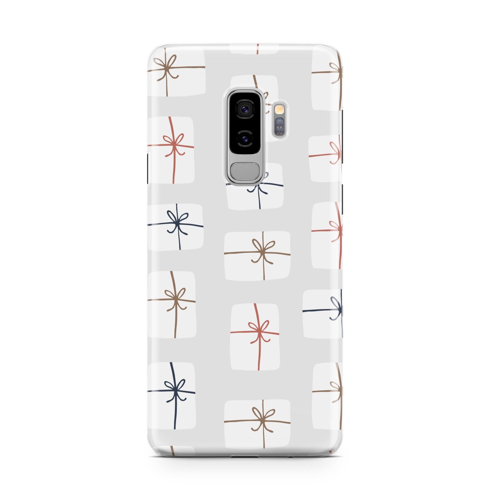 White Christmas Forest Samsung Galaxy S9 Plus Case on Silver phone