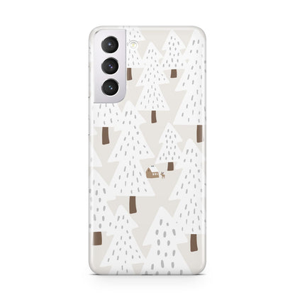 White Christmas Forest Samsung S21 Case