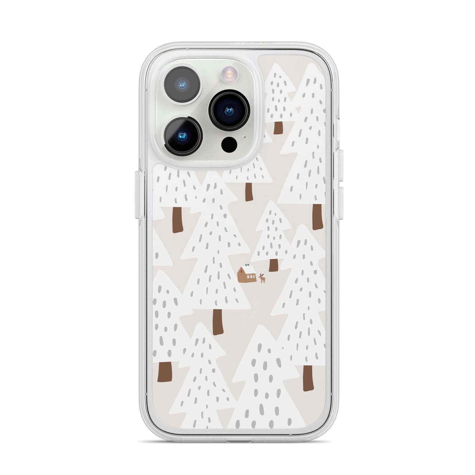 White Christmas Forest iPhone 14 Pro Clear Tough Case Silver