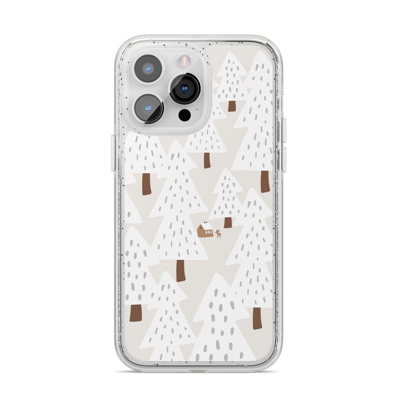 White Christmas Forest iPhone 14 Pro Max Glitter Tough Case Silver