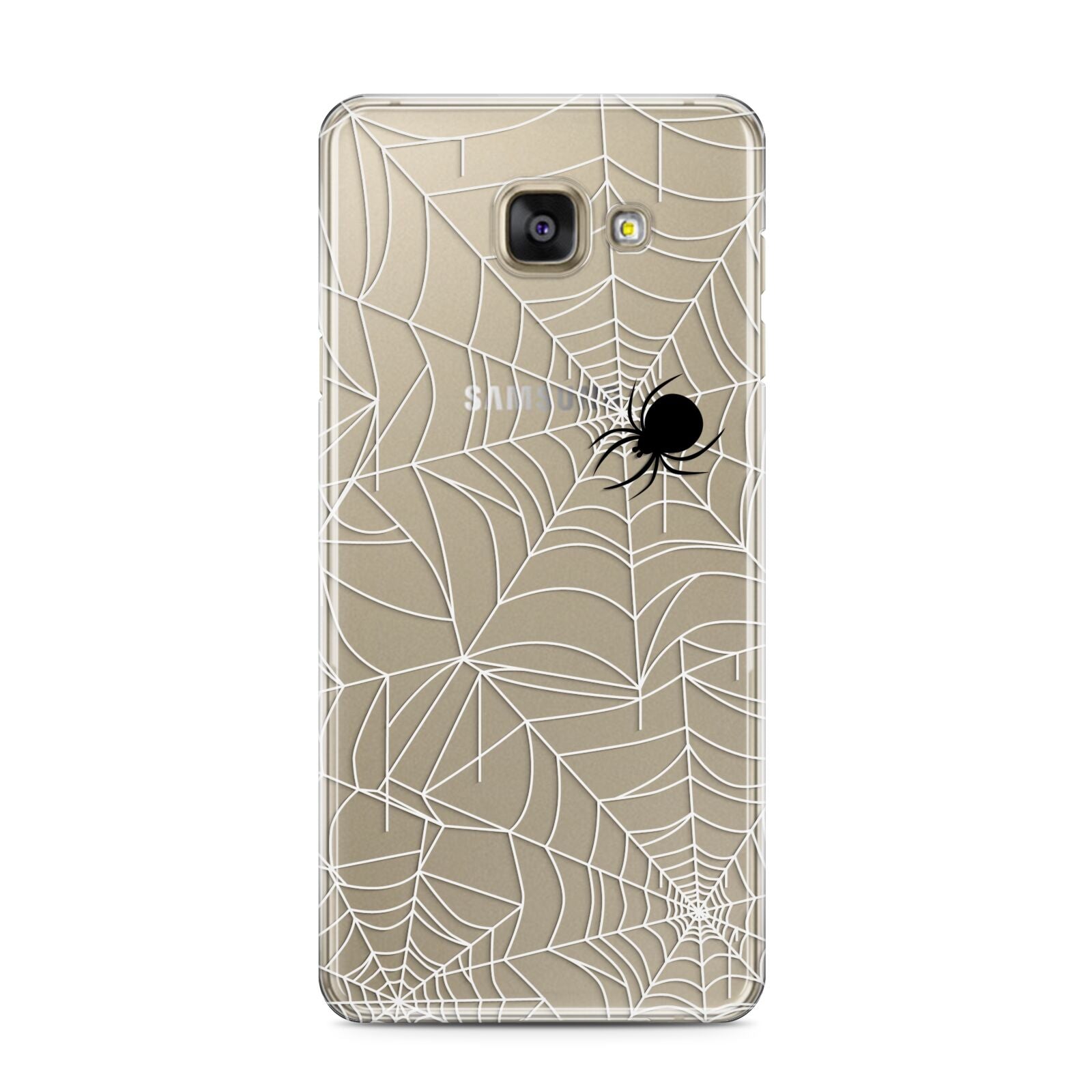 White Cobwebs with Transparent Background Samsung Galaxy A3 2016 Case on gold phone