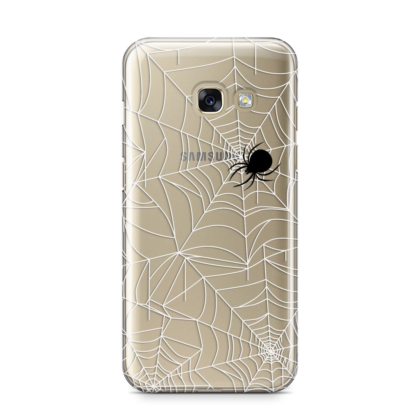 White Cobwebs with Transparent Background Samsung Galaxy A3 2017 Case on gold phone