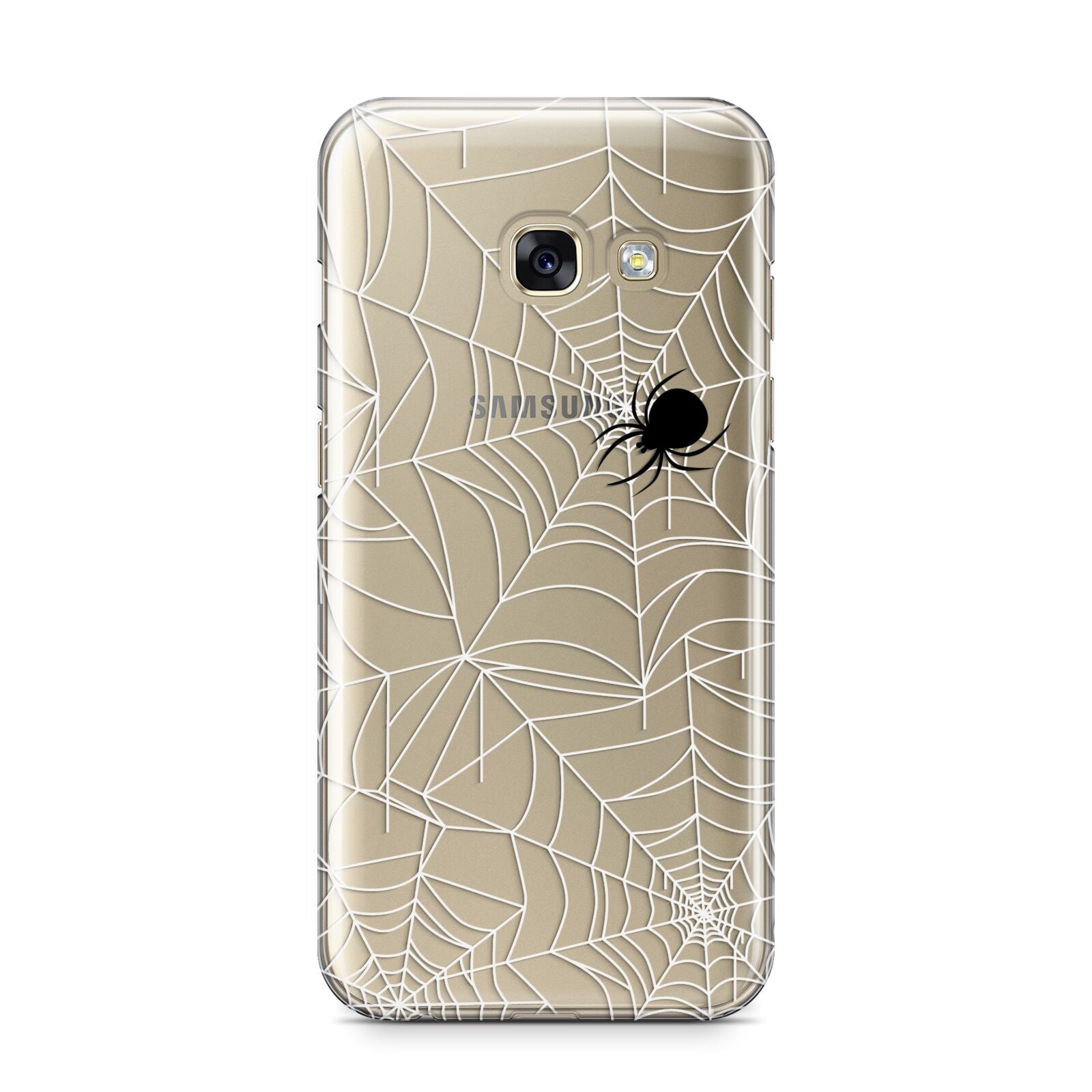 White Cobwebs with Transparent Background Samsung Galaxy A3 2017 Case on gold phone