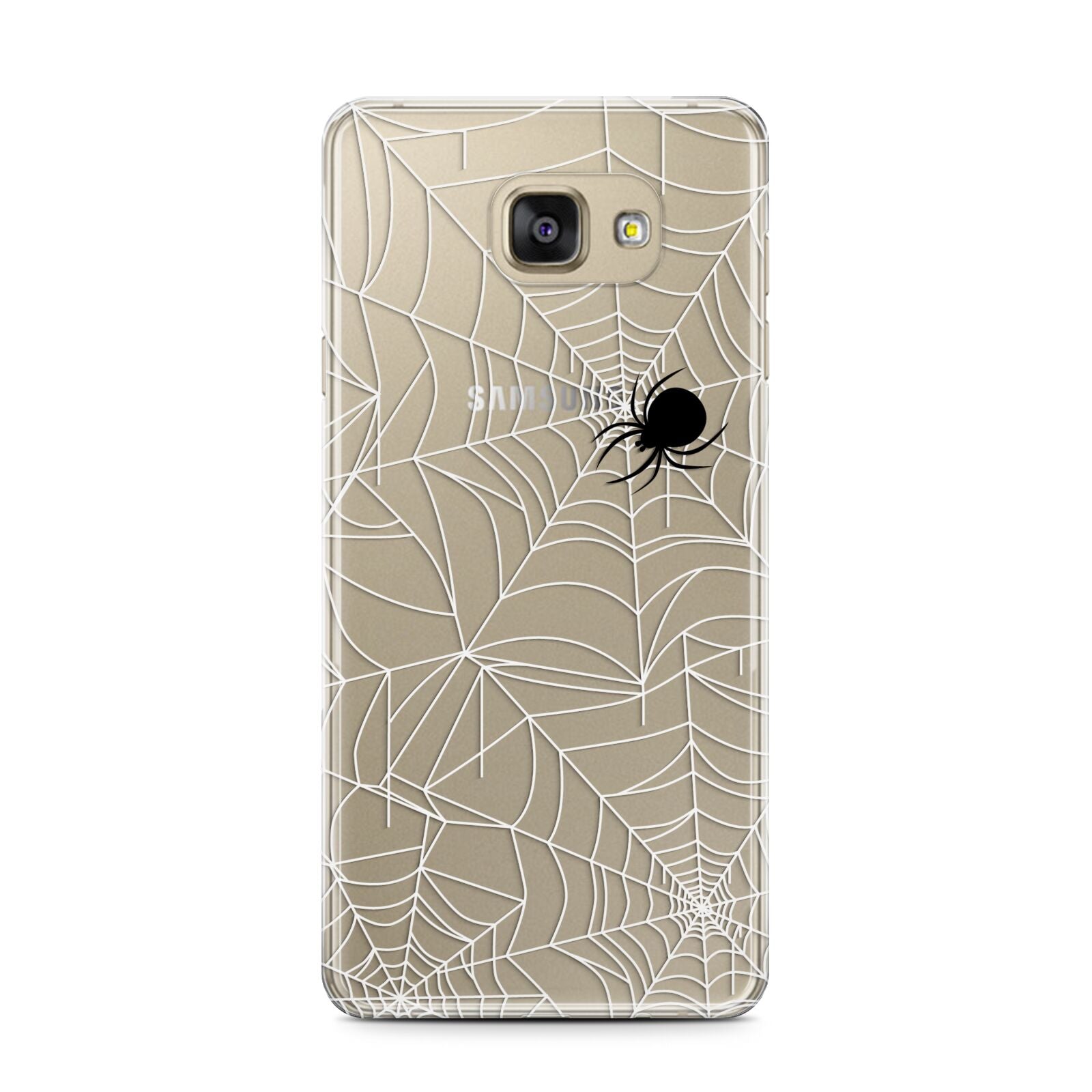 White Cobwebs with Transparent Background Samsung Galaxy A7 2016 Case on gold phone