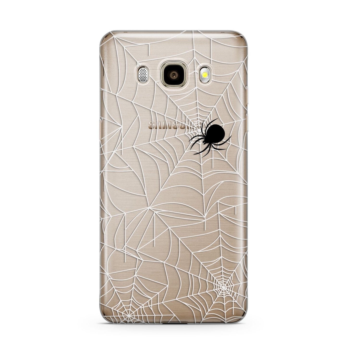 White Cobwebs with Transparent Background Samsung Galaxy J7 2016 Case on gold phone