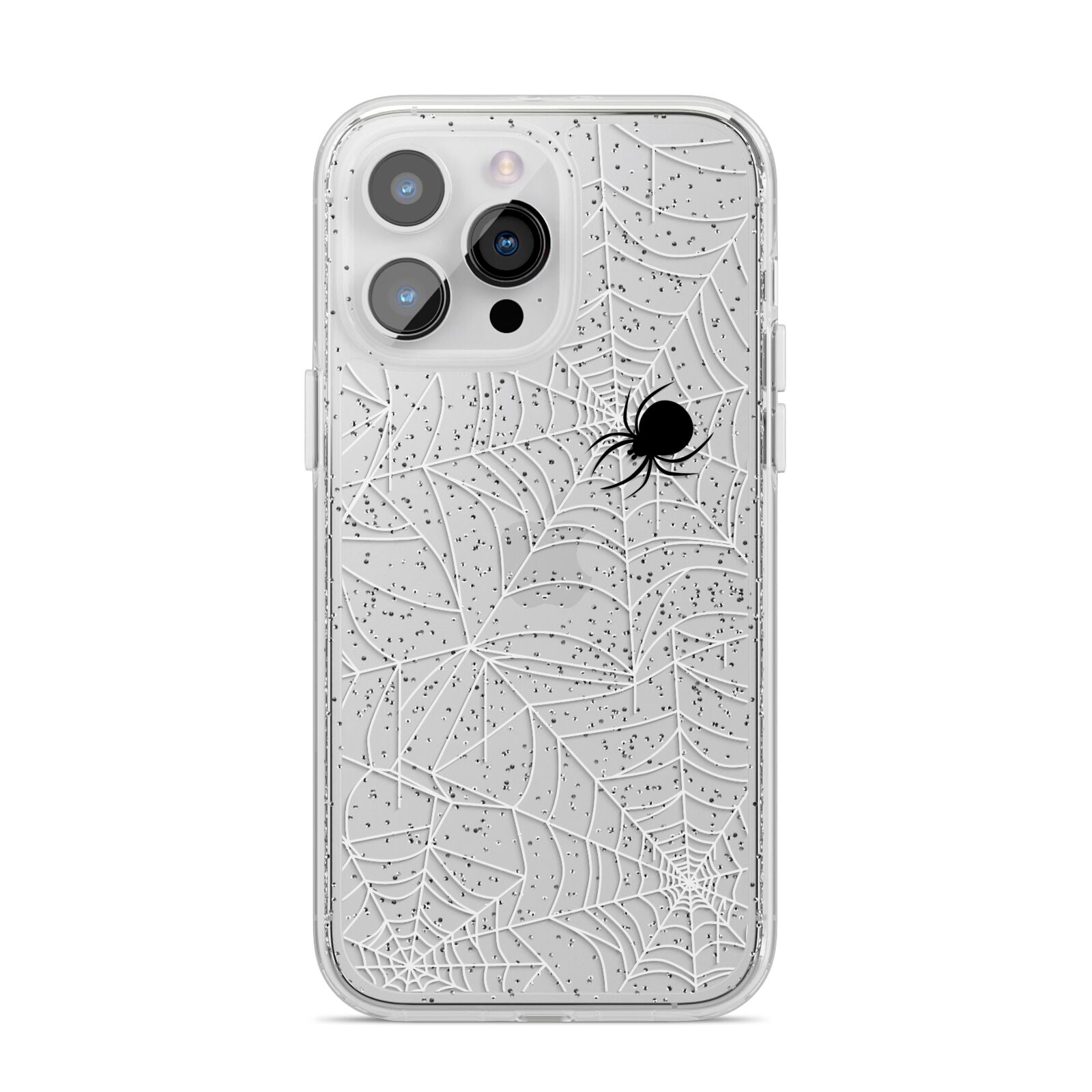 White Cobwebs with Transparent Background iPhone 14 Pro Max Glitter Tough Case Silver