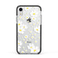 White Daisy Flower Apple iPhone XR Impact Case Black Edge on Silver Phone