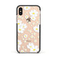 White Daisy Flower Apple iPhone Xs Impact Case Black Edge on Gold Phone