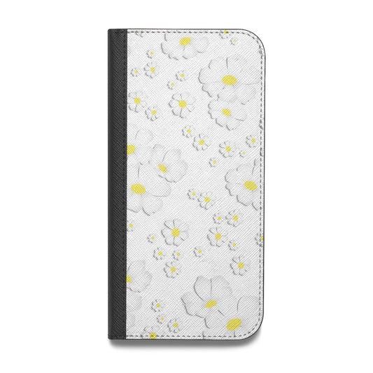 White Daisy Flower Vegan Leather Flip iPhone Case