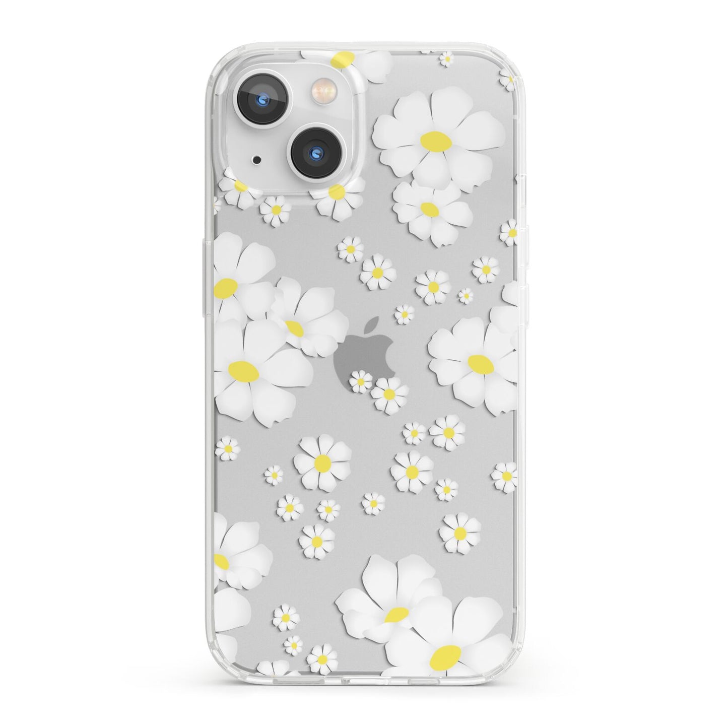 White Daisy Flower iPhone 13 Clear Bumper Case