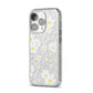 White Daisy Flower iPhone 14 Pro Glitter Tough Case Silver Angled Image