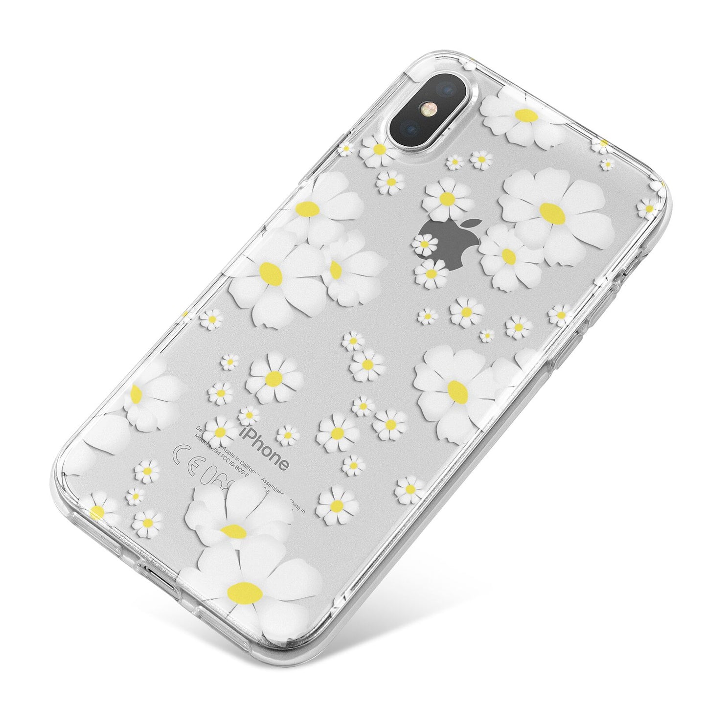 White Daisy Flower iPhone X Bumper Case on Silver iPhone