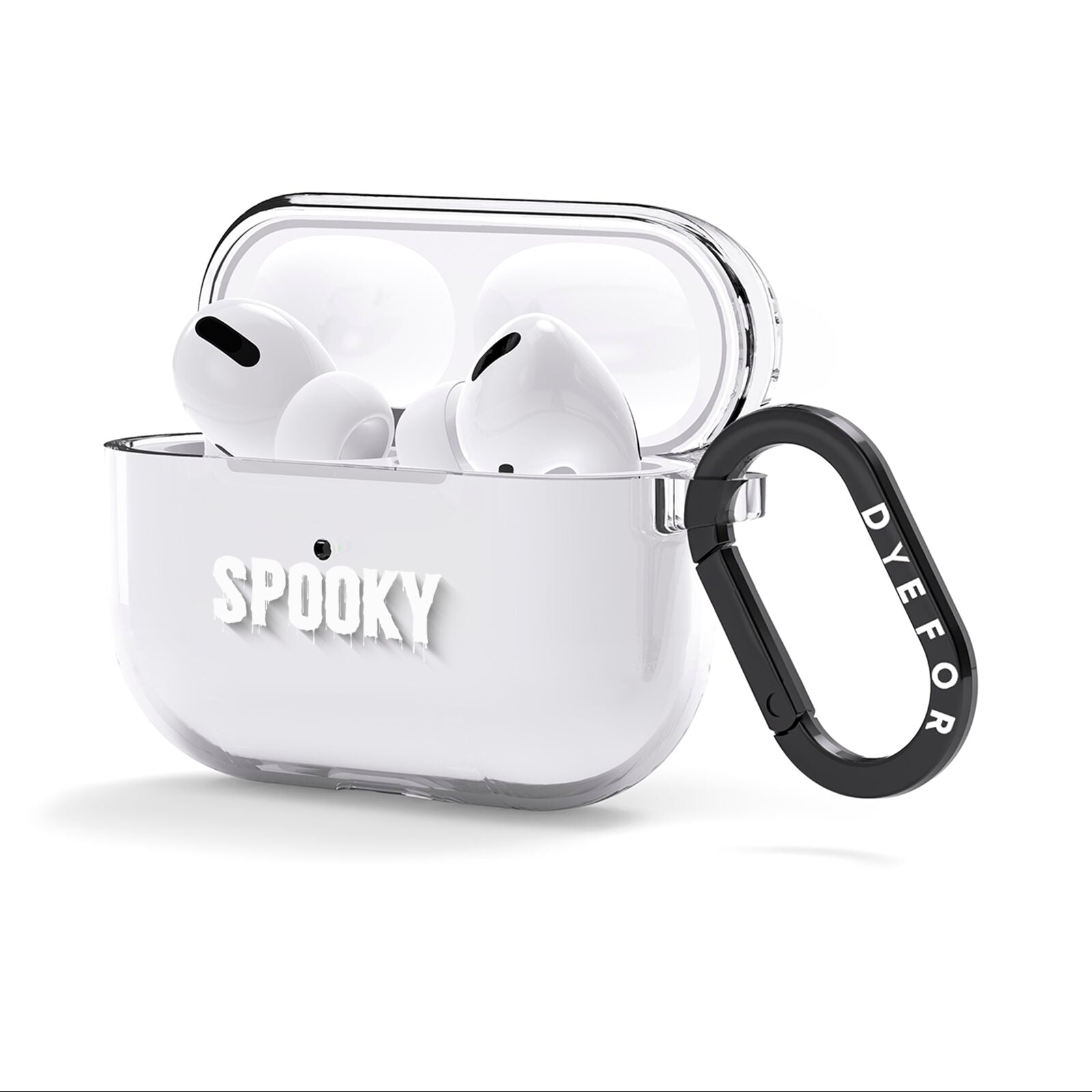 White Dripping Spooky Text AirPods Clear Case 3rd Gen Side Image