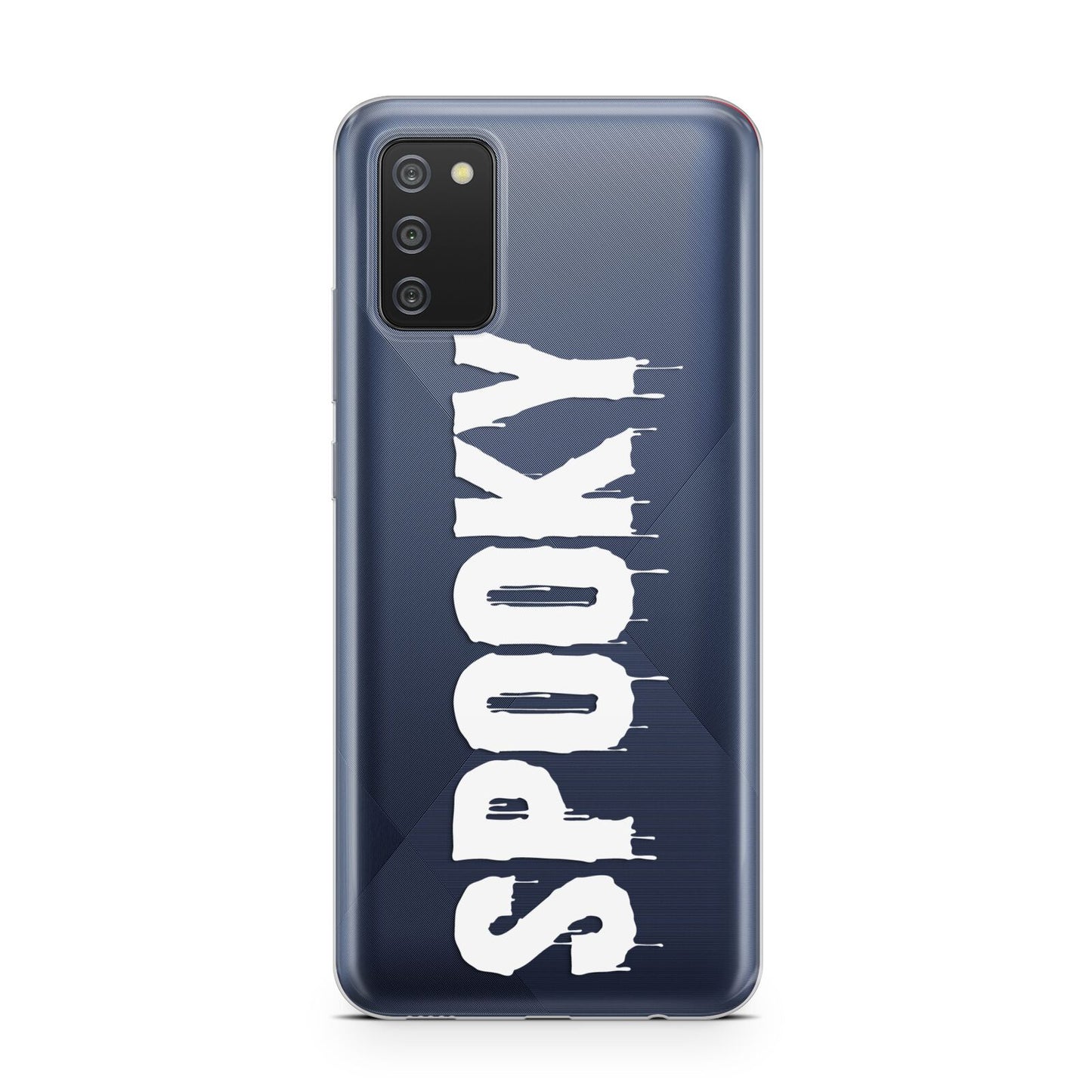 White Dripping Spooky Text Samsung A02s Case