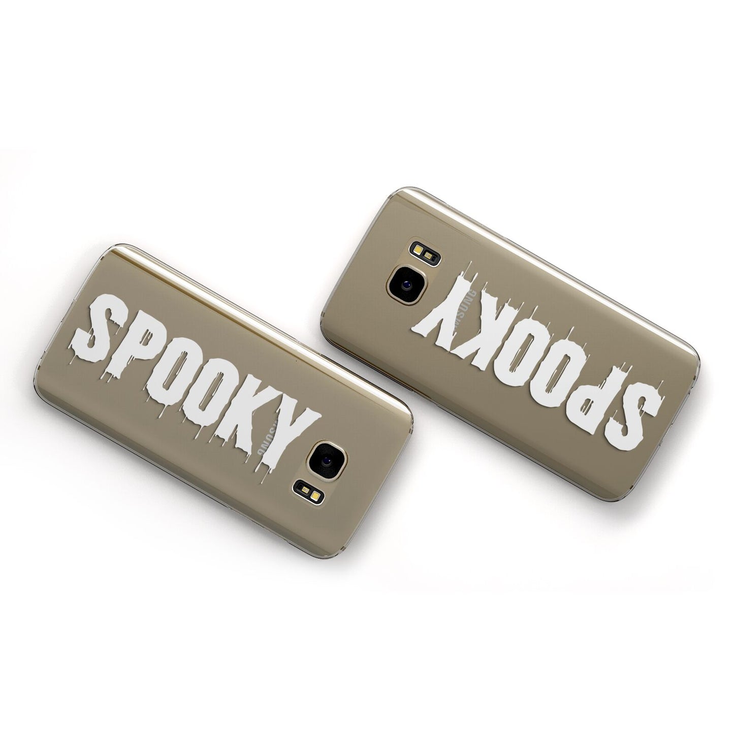 White Dripping Spooky Text Samsung Galaxy Case Flat Overview