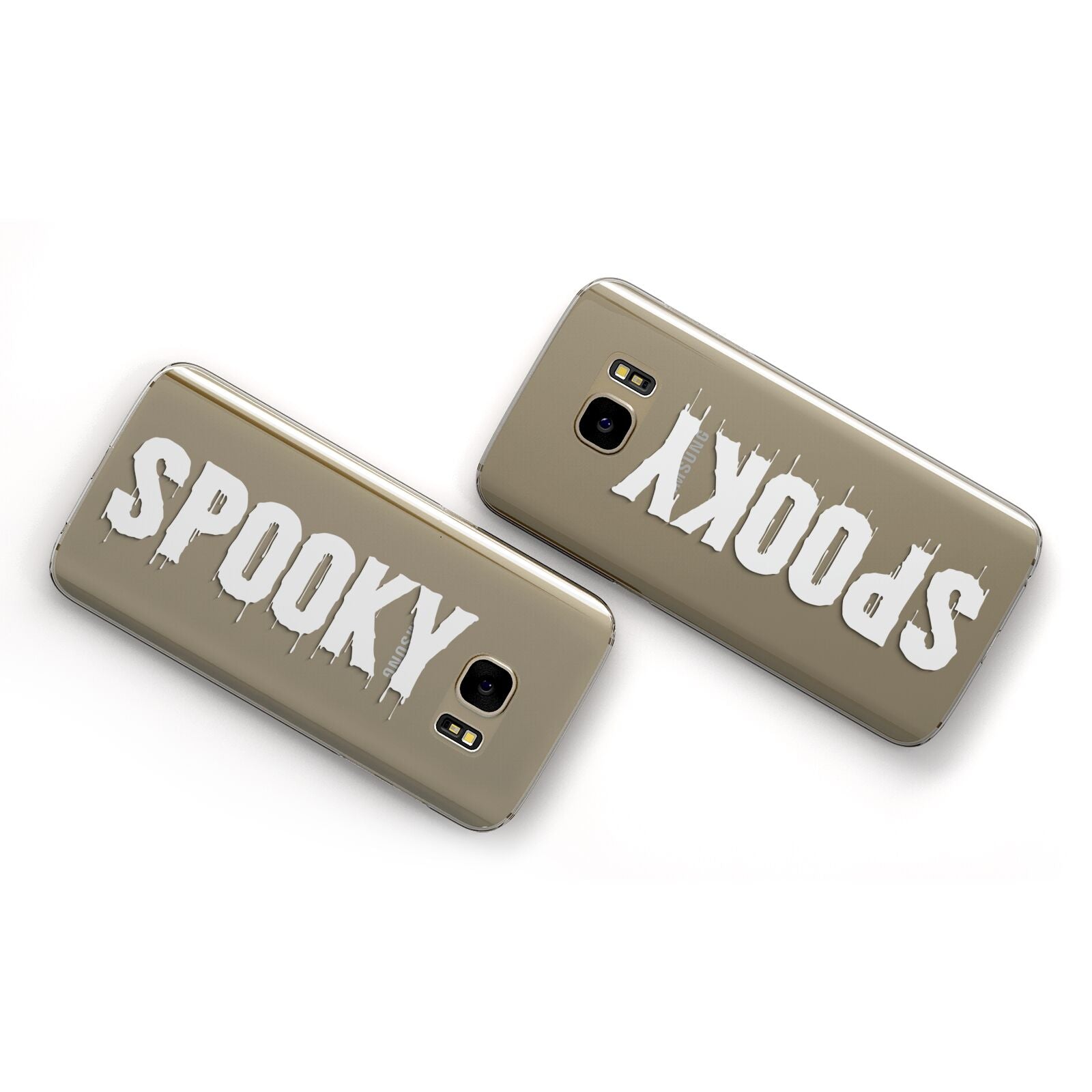 White Dripping Spooky Text Samsung Galaxy Case Flat Overview