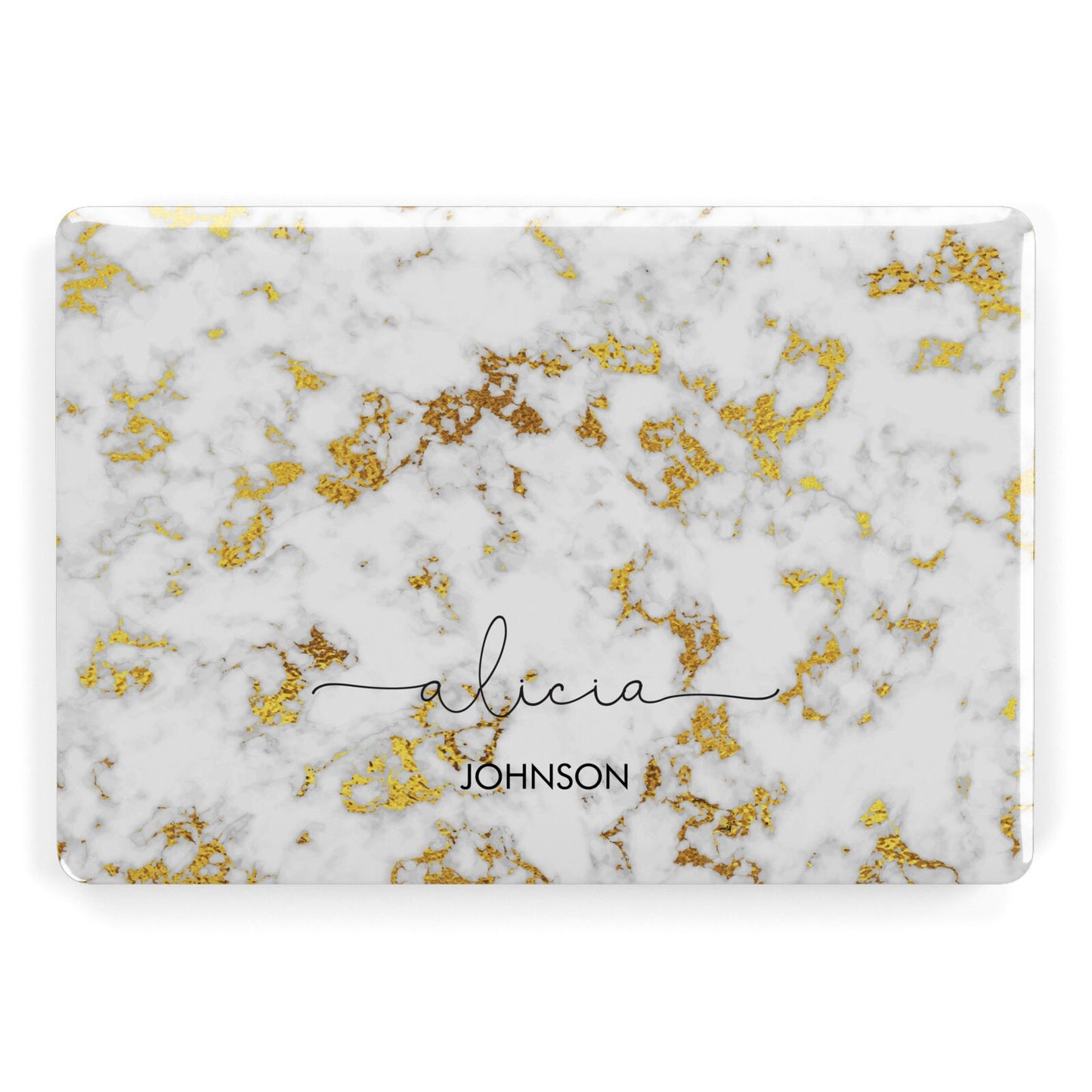 White Gold Personalised Marble Text Apple MacBook Case