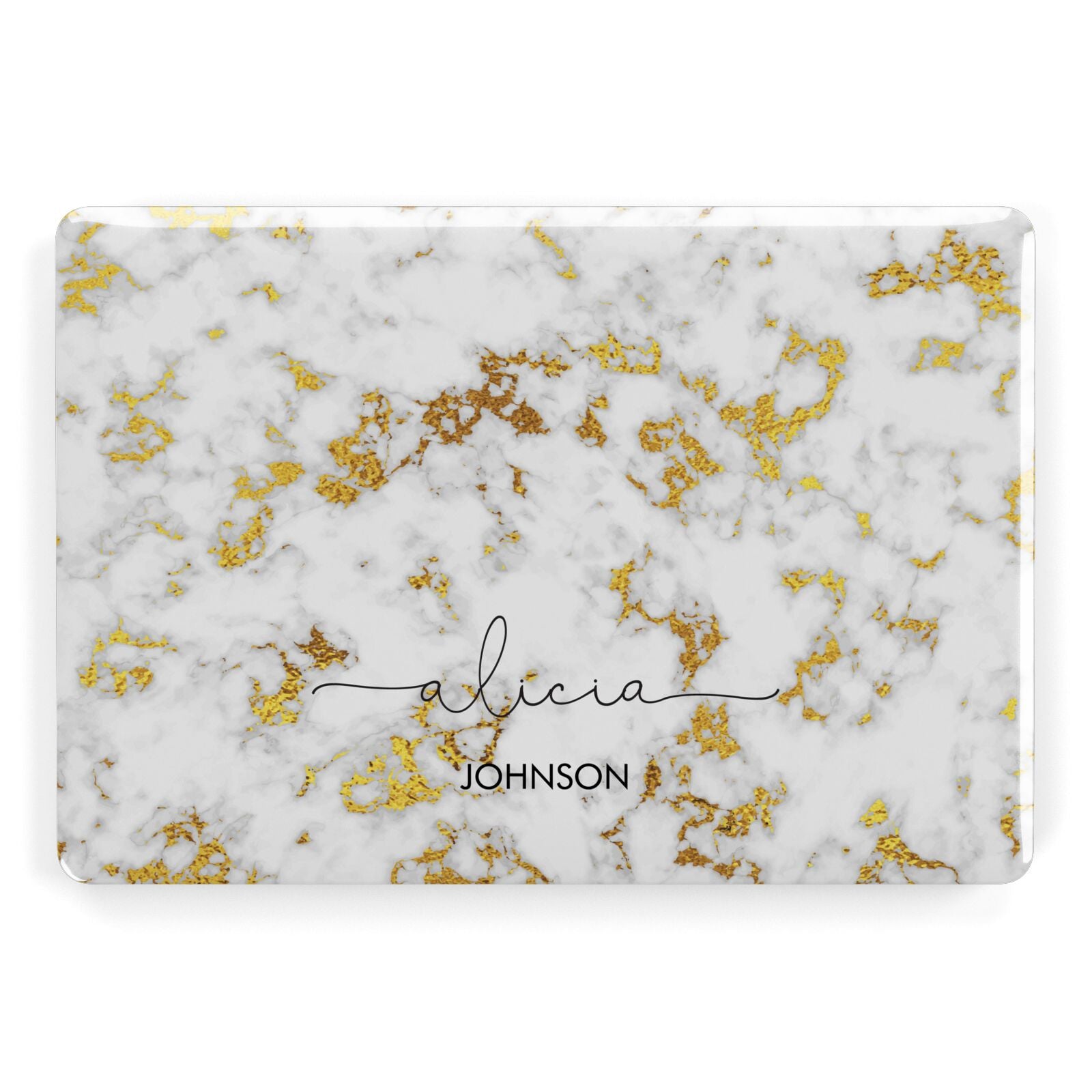 White Gold Personalised Marble Text Apple MacBook Case