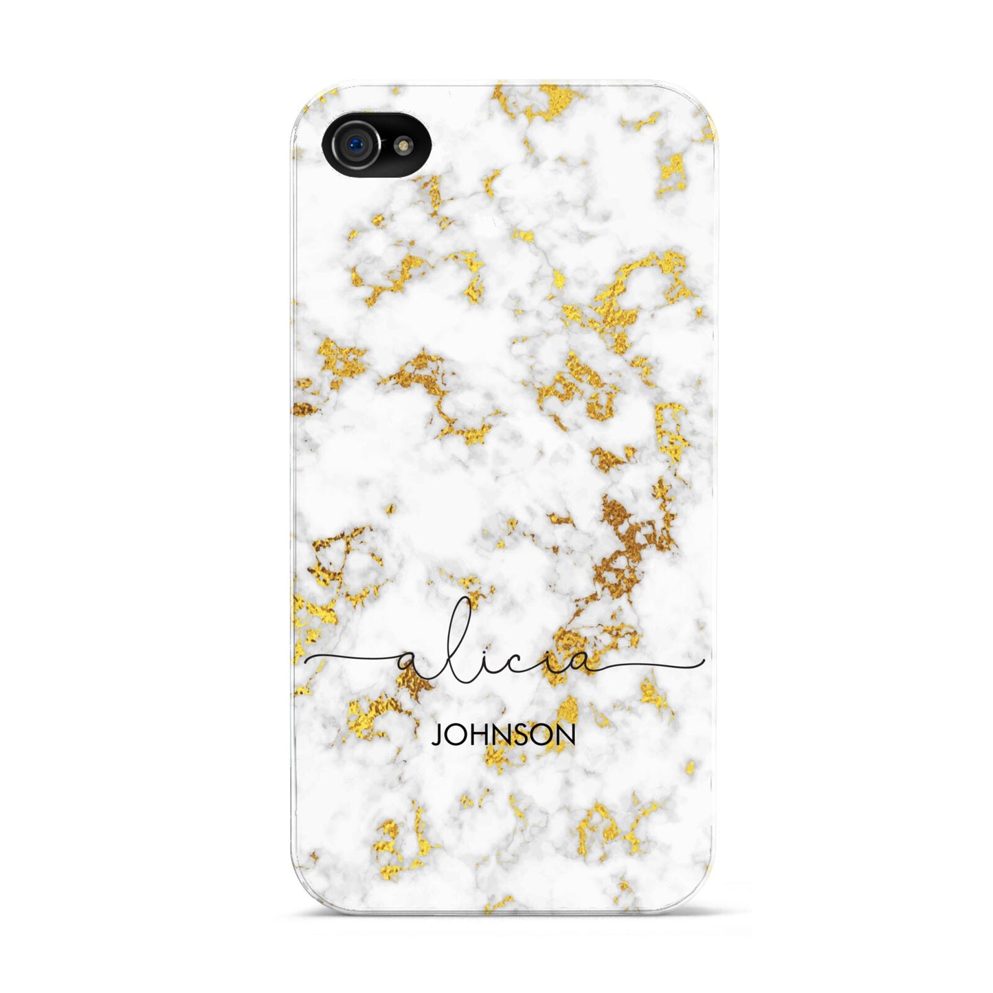 White Gold Personalised Marble Text Apple iPhone 4s Case