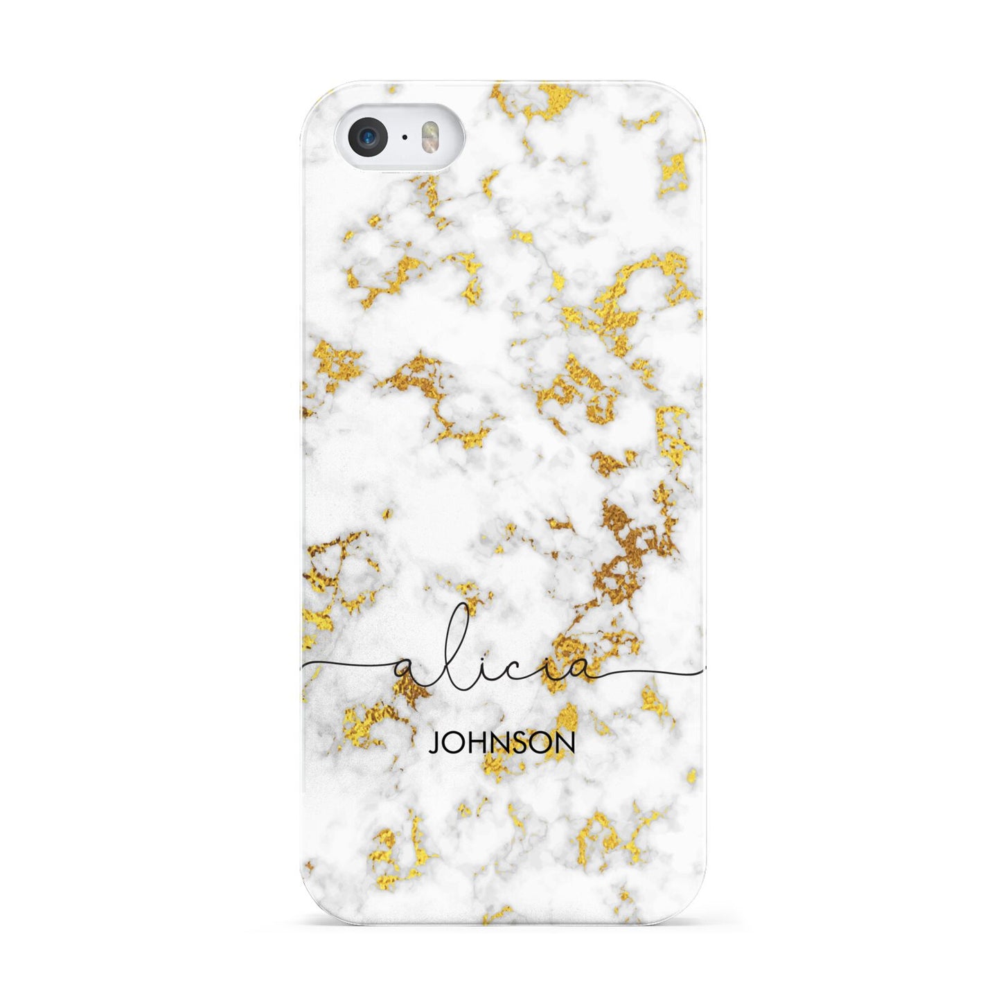 White Gold Personalised Marble Text Apple iPhone 5 Case