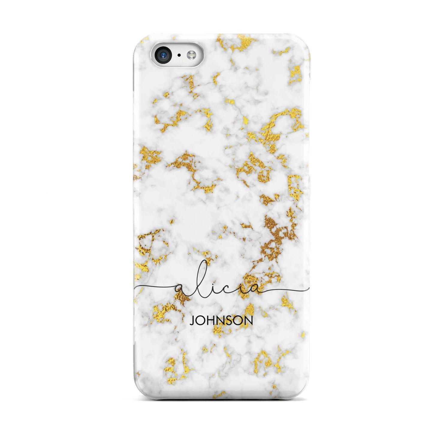 White Gold Personalised Marble Text Apple iPhone 5c Case