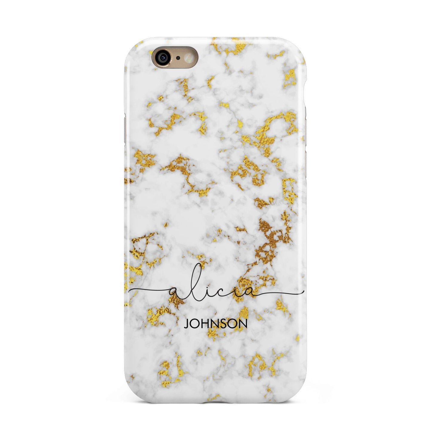 White Gold Personalised Marble Text Apple iPhone 6 3D Tough Case