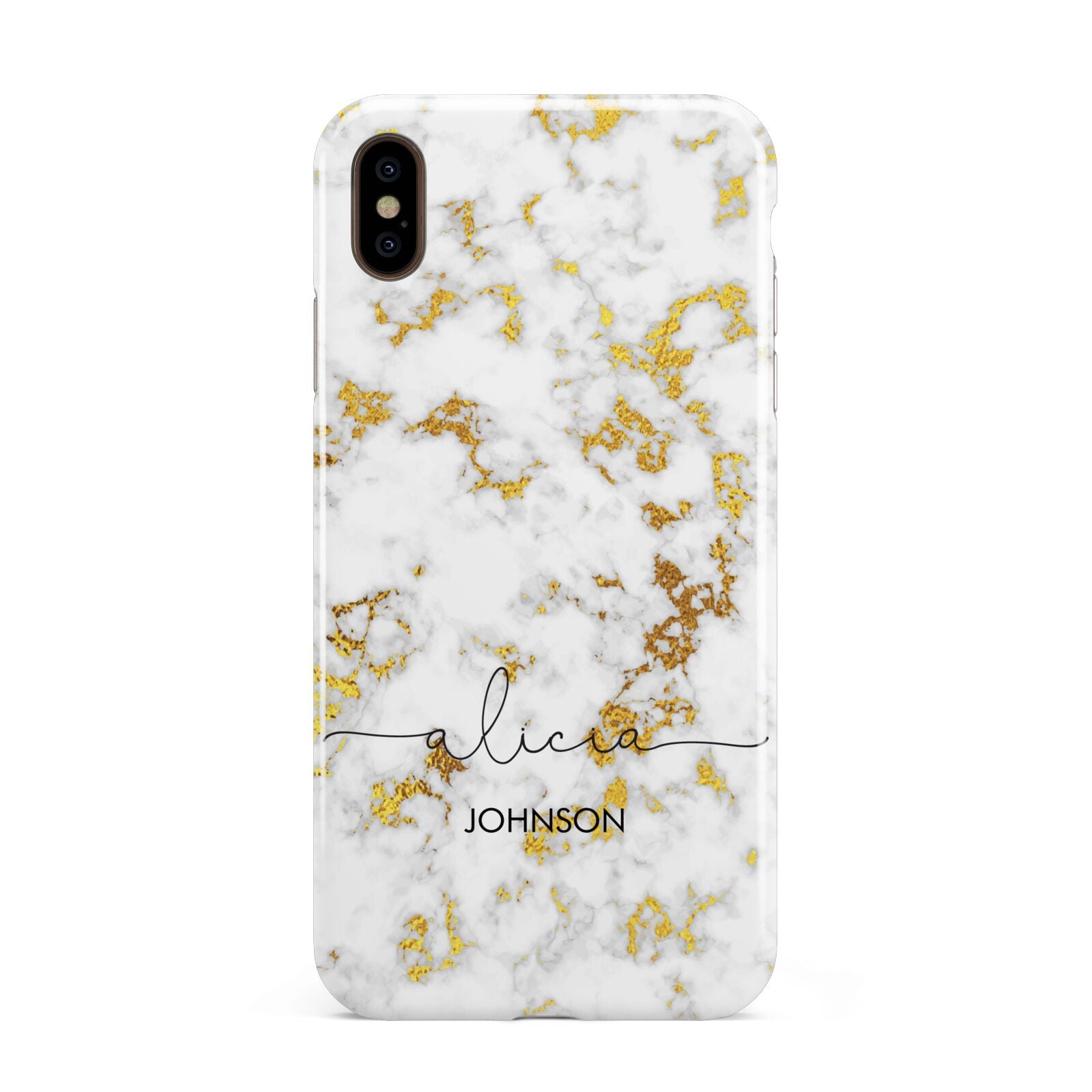 White Gold Personalised Marble Text Apple iPhone Xs Max 3D Tough Case