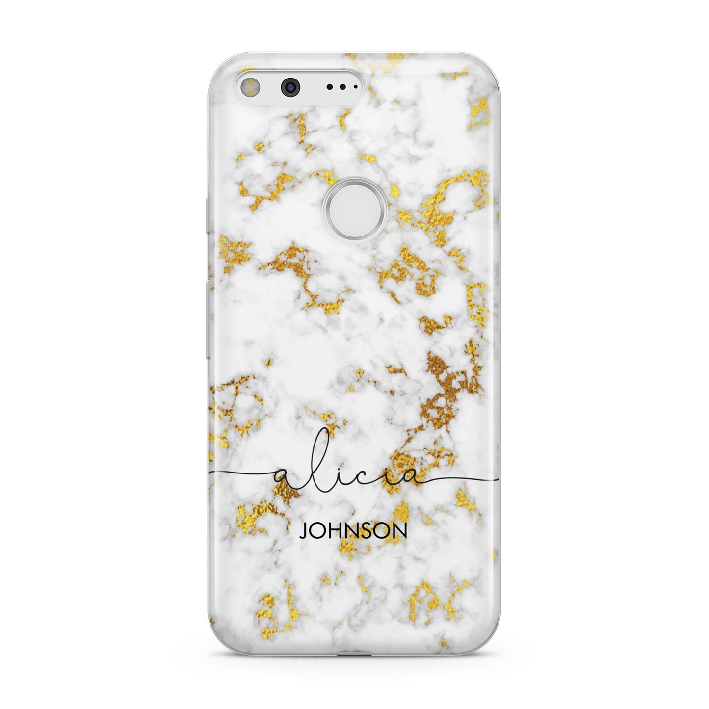 White Gold Personalised Marble Text Google Pixel Case