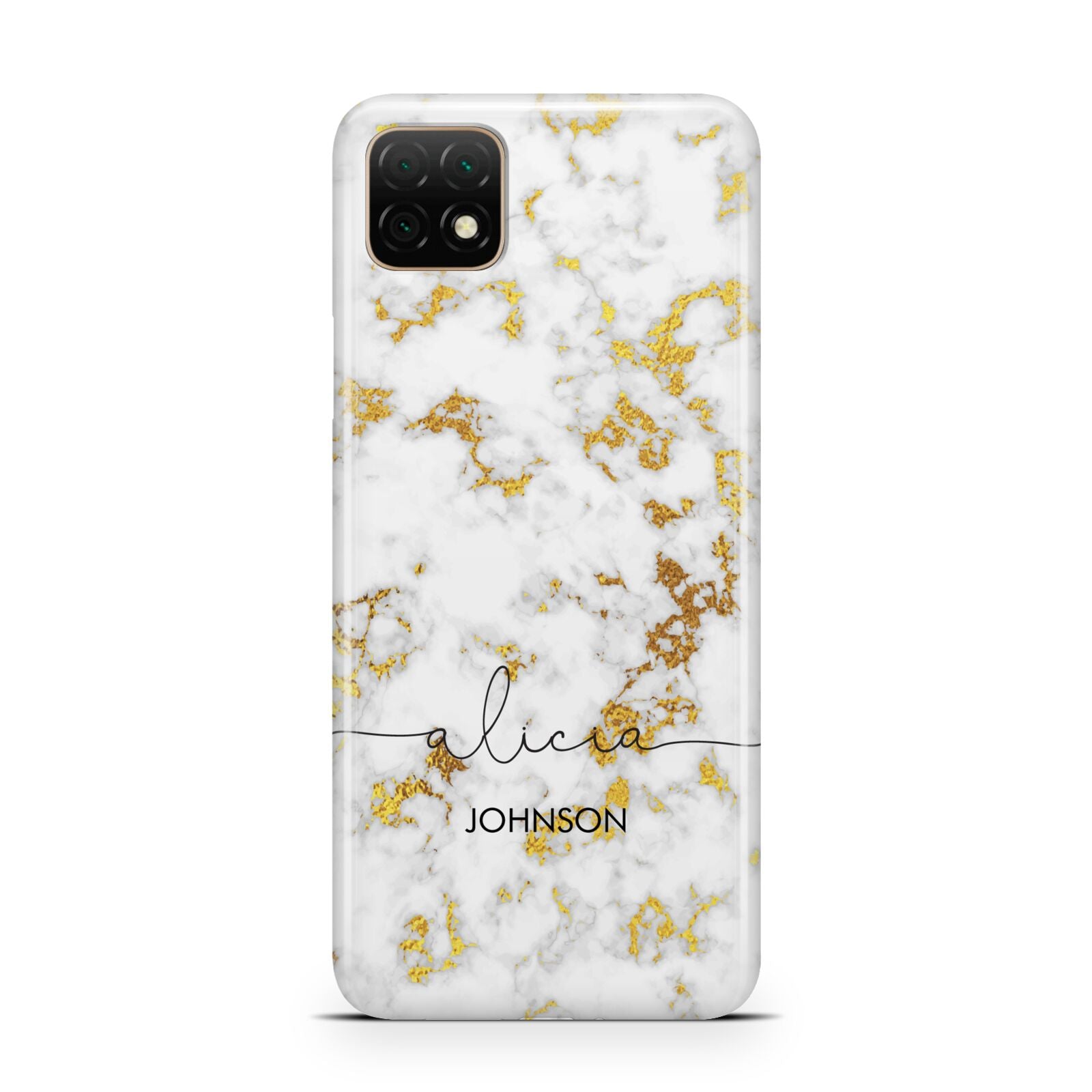 White Gold Personalised Marble Text Huawei Enjoy 20 Phone Case