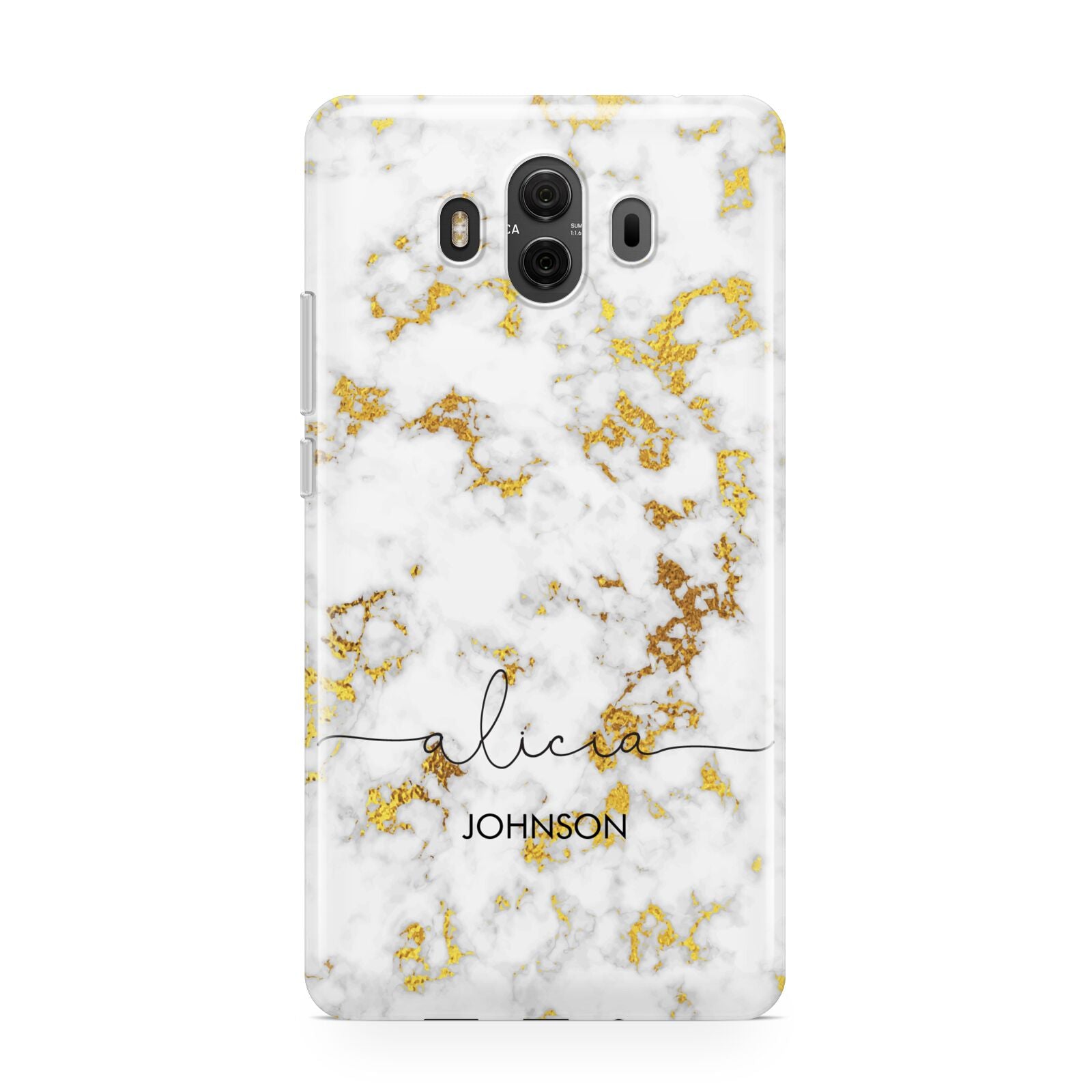 White Gold Personalised Marble Text Huawei Mate 10 Protective Phone Case