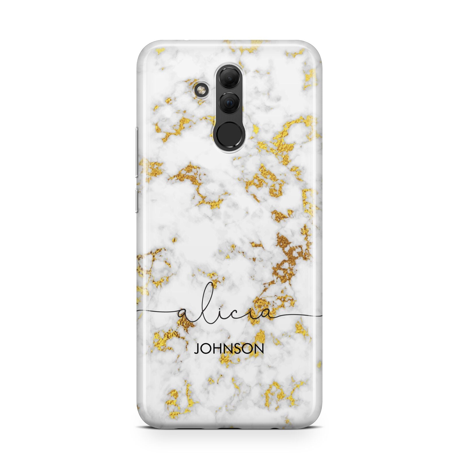 White Gold Personalised Marble Text Huawei Mate 20 Lite