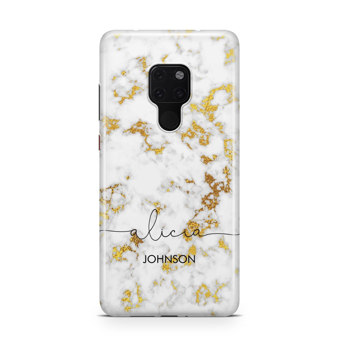 White Gold Personalised Marble Text Huawei Mate 20 Phone Case