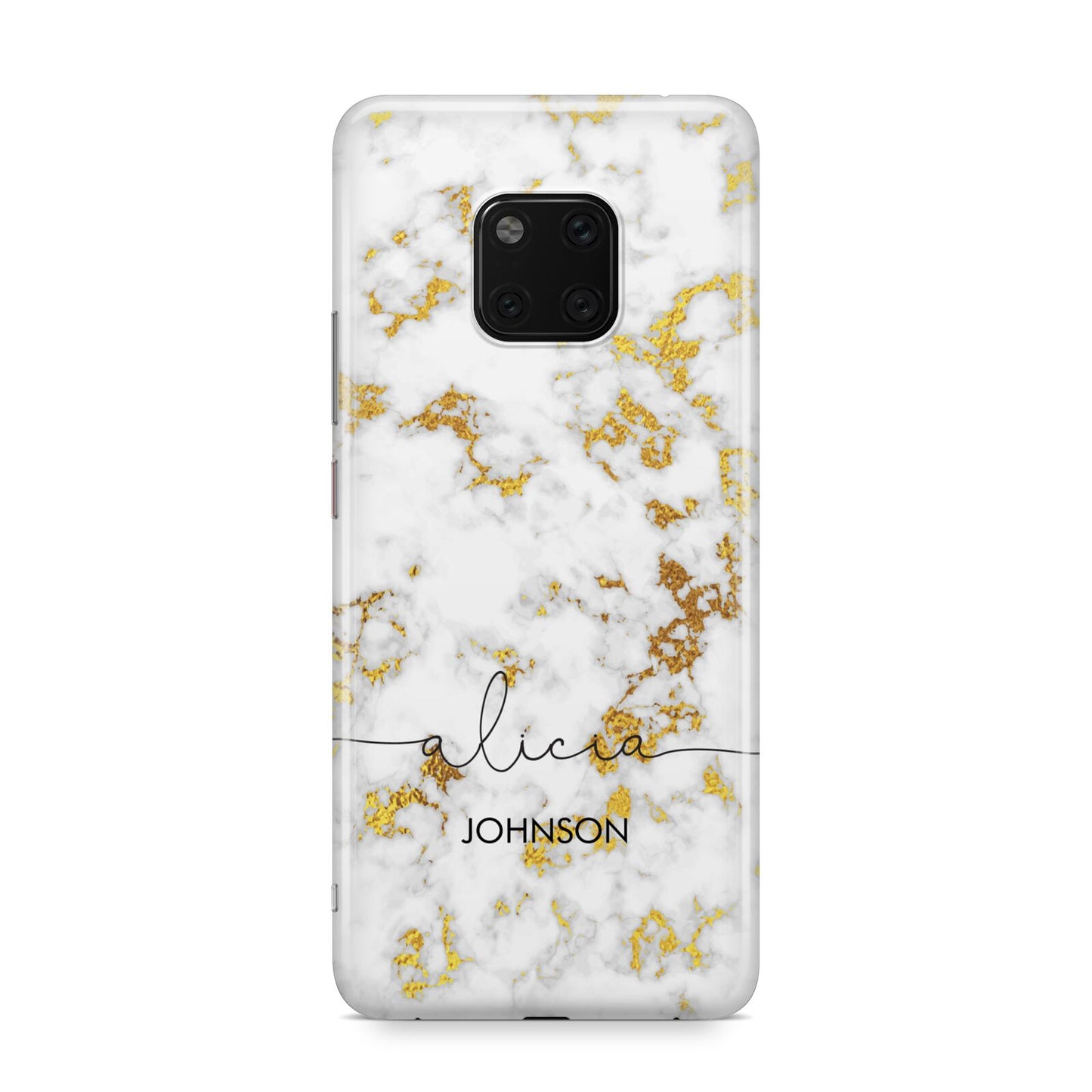 White Gold Personalised Marble Text Huawei Mate 20 Pro Phone Case