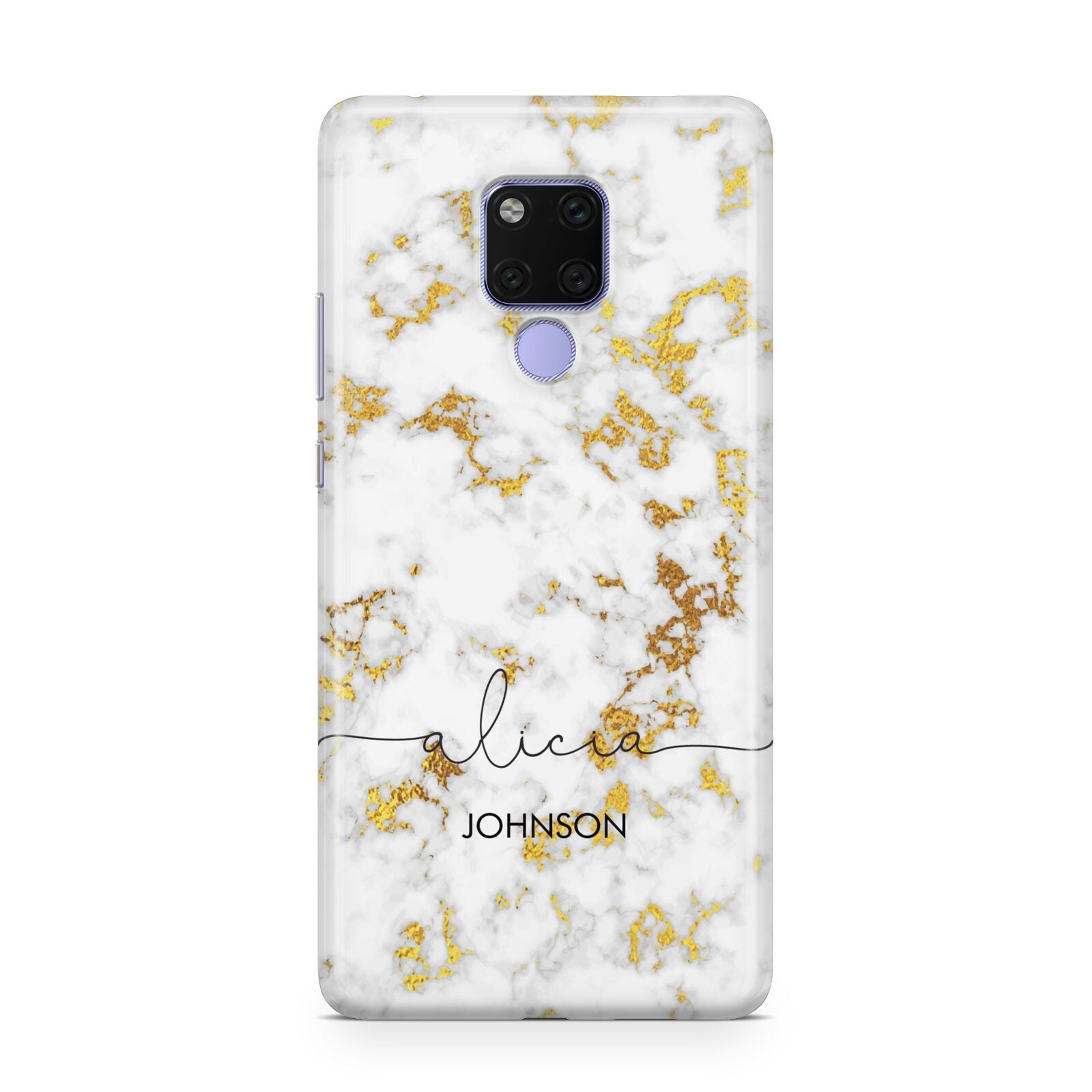 White Gold Personalised Marble Text Huawei Mate 20X Phone Case