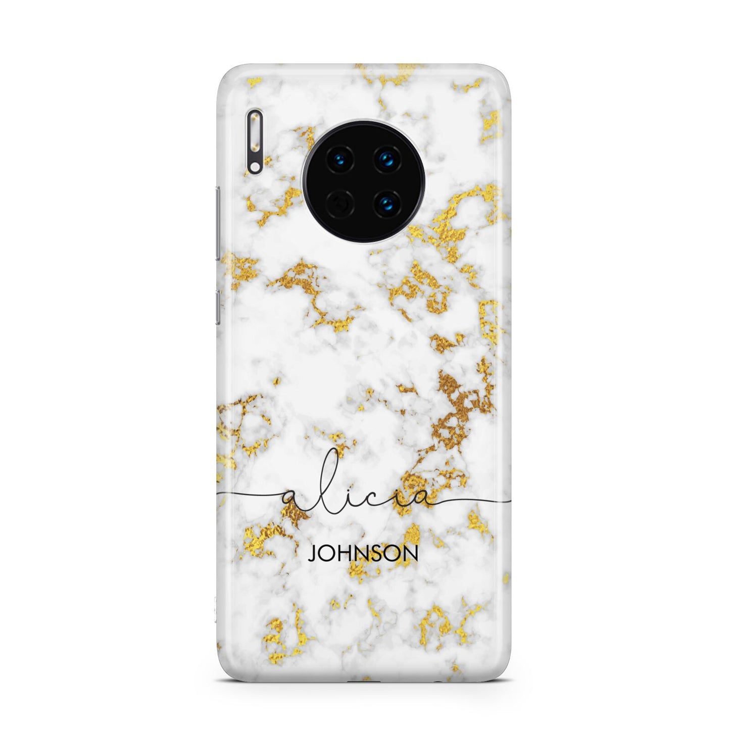 White Gold Personalised Marble Text Huawei Mate 30