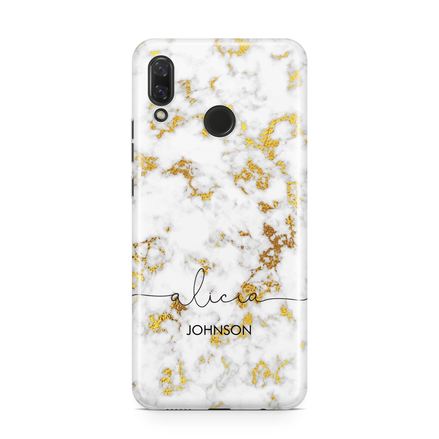 White Gold Personalised Marble Text Huawei Nova 3 Phone Case