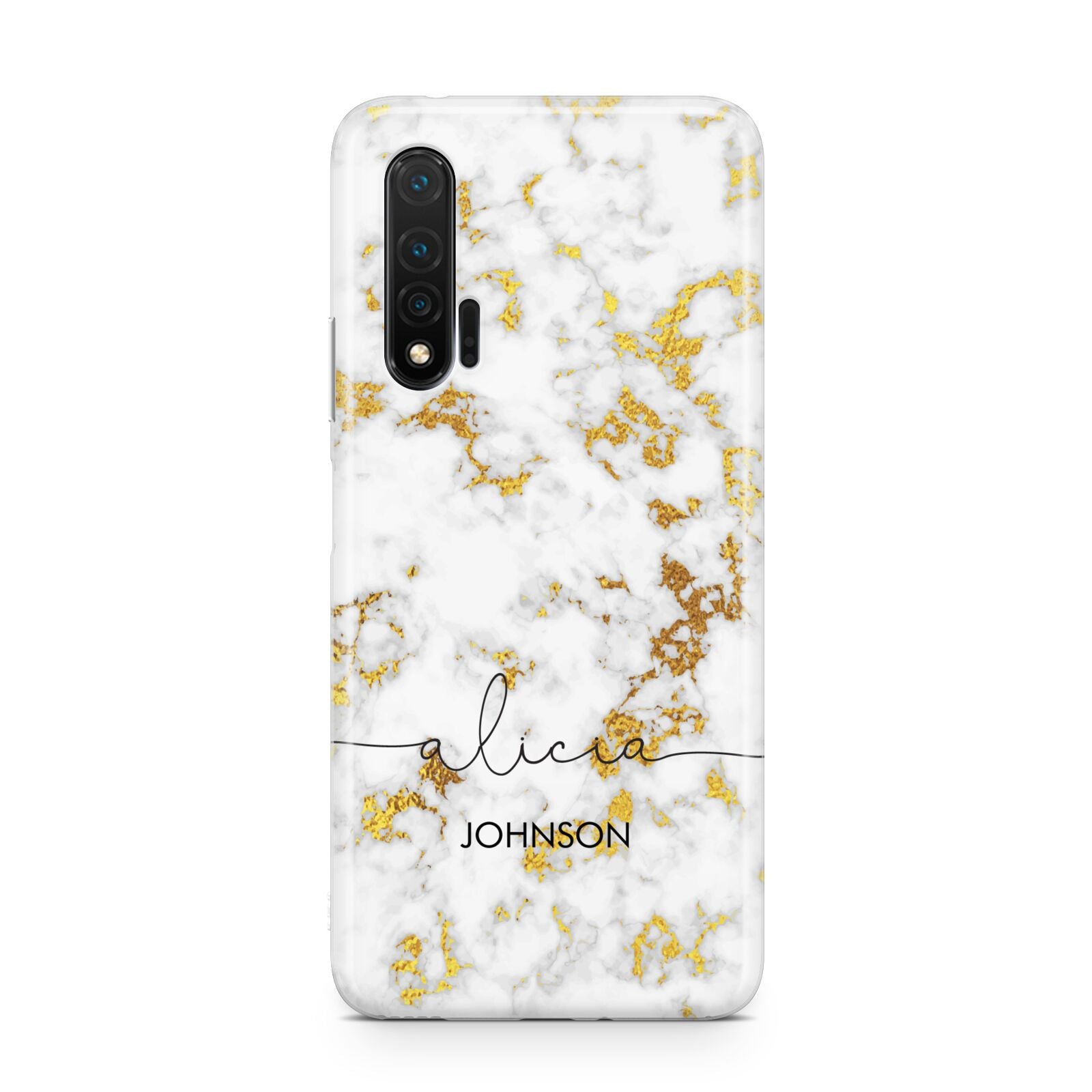 White Gold Personalised Marble Text Huawei Nova 6 Phone Case