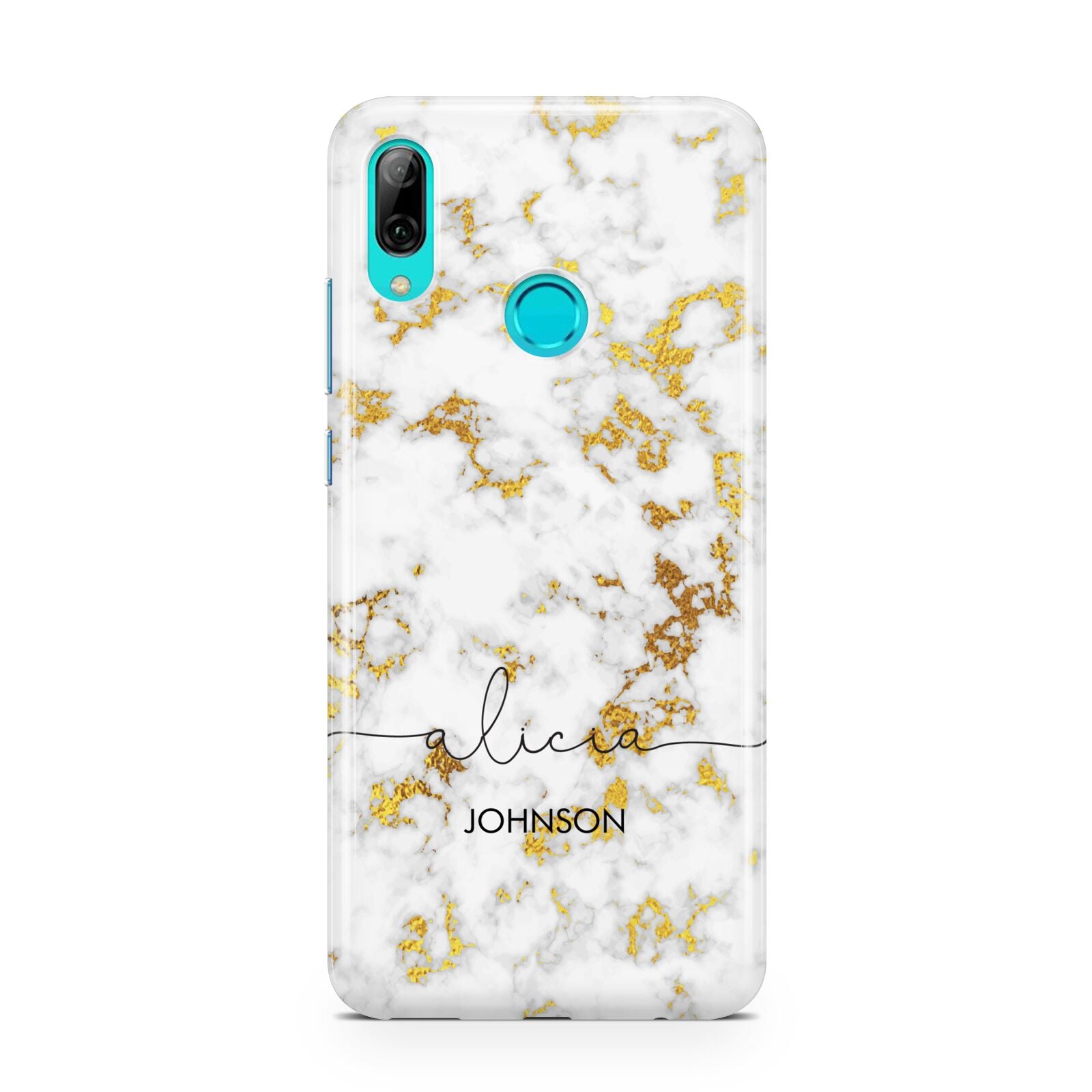 White Gold Personalised Marble Text Huawei P Smart 2019 Case