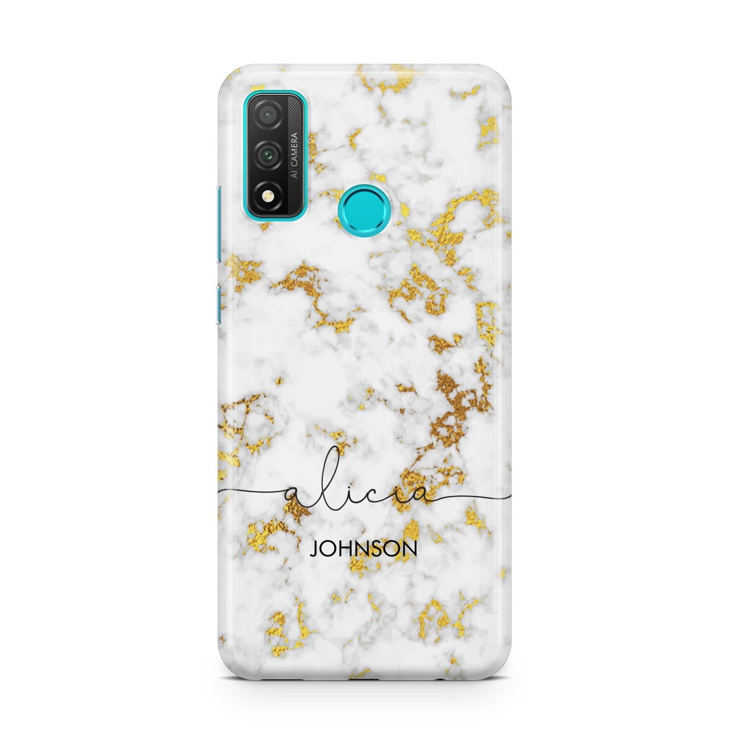 White Gold Personalised Marble Text Huawei P Smart 2020