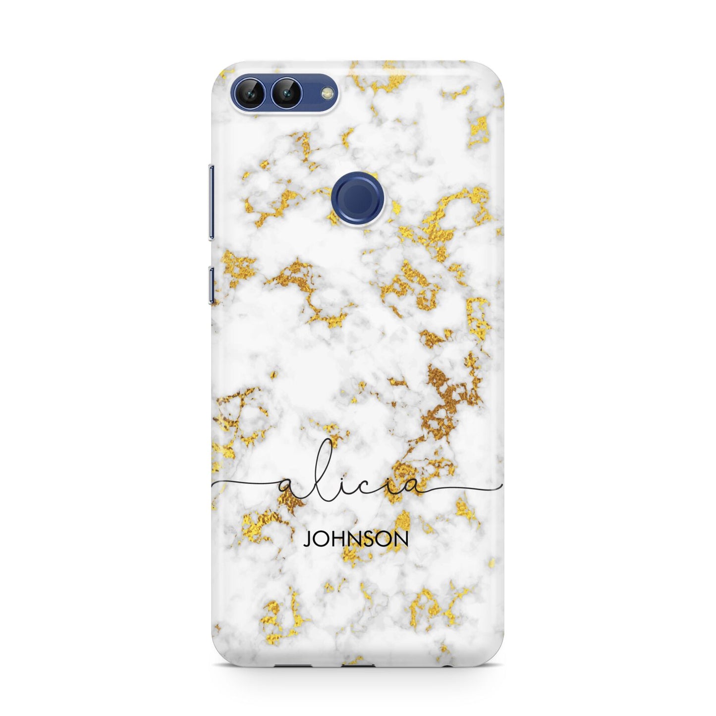 White Gold Personalised Marble Text Huawei P Smart Case