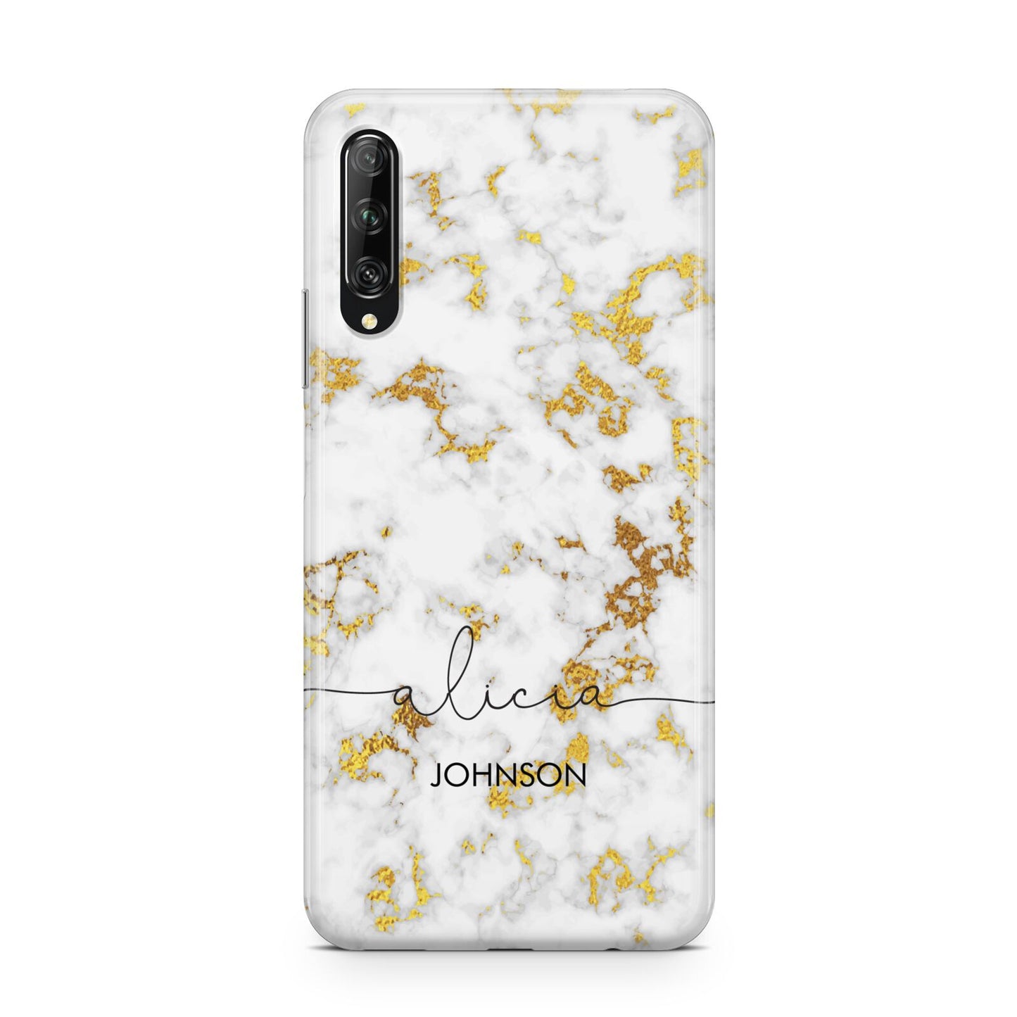 White Gold Personalised Marble Text Huawei P Smart Pro 2019