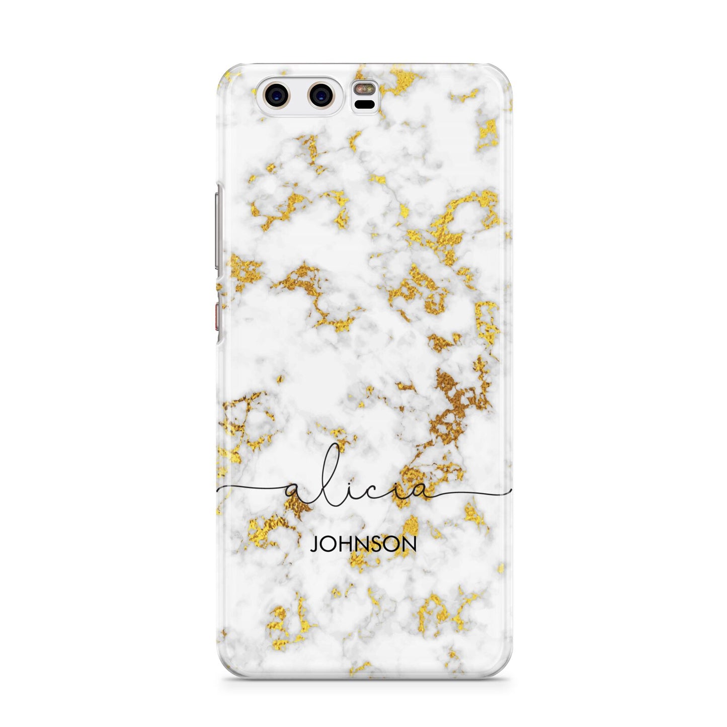 White Gold Personalised Marble Text Huawei P10 Phone Case