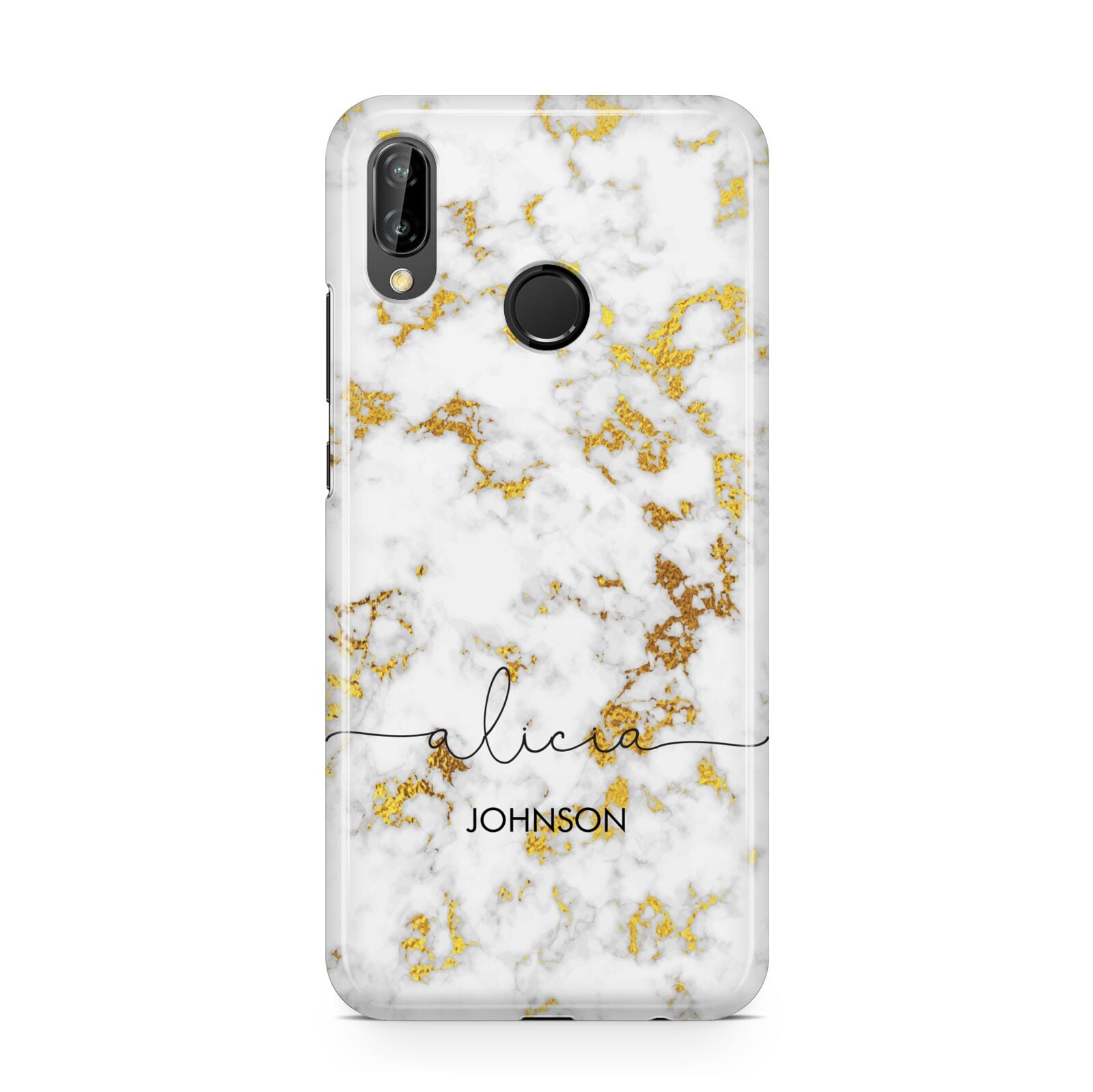 White Gold Personalised Marble Text Huawei P20 Lite Phone Case