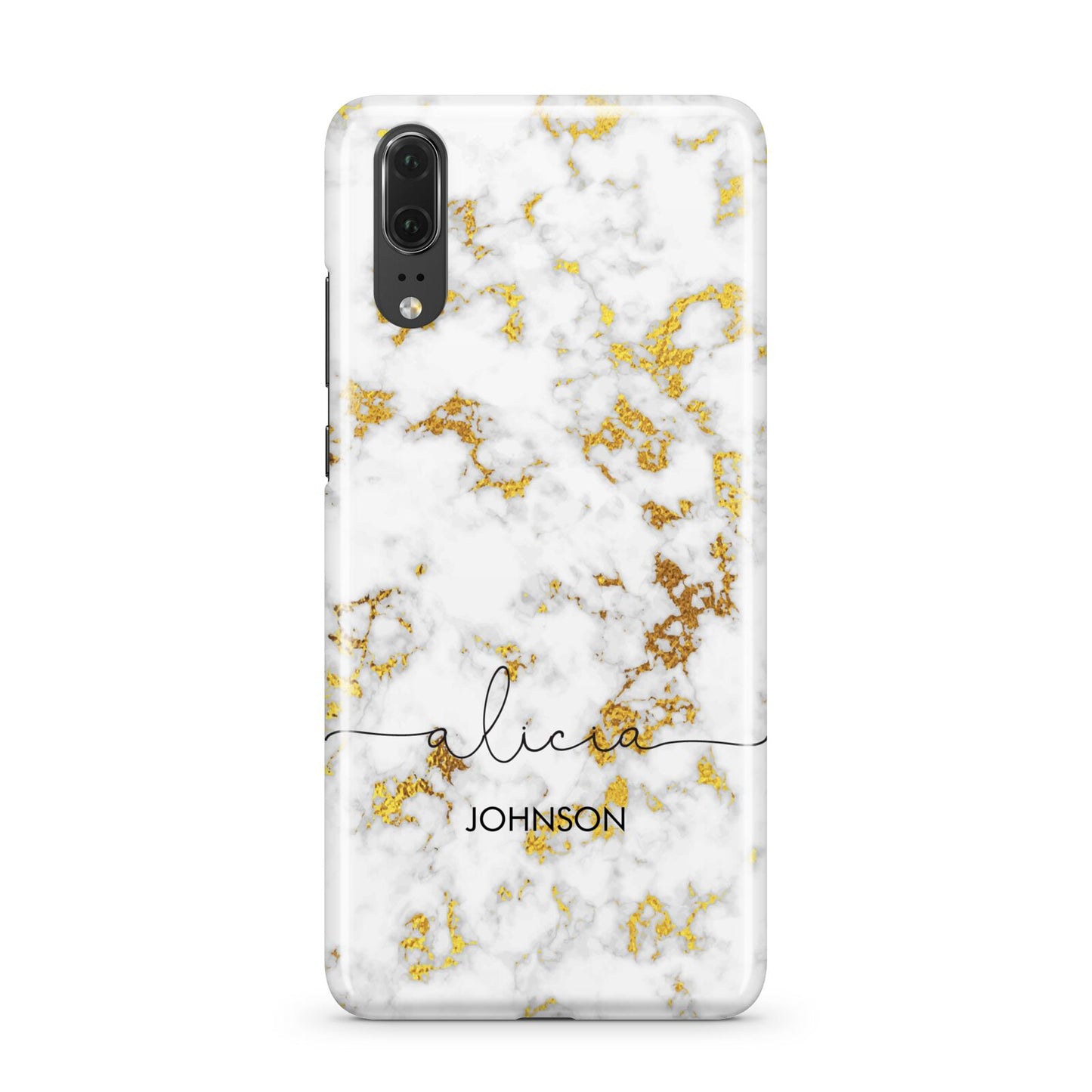 White Gold Personalised Marble Text Huawei P20 Phone Case