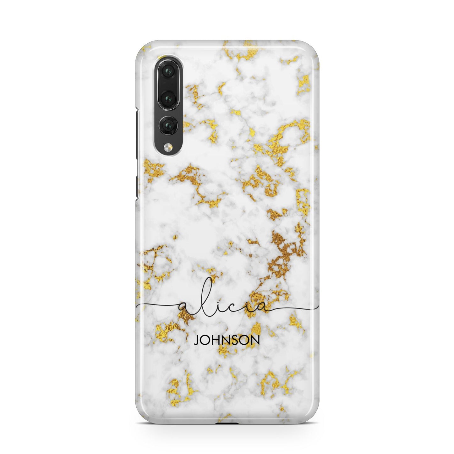 White Gold Personalised Marble Text Huawei P20 Pro Phone Case