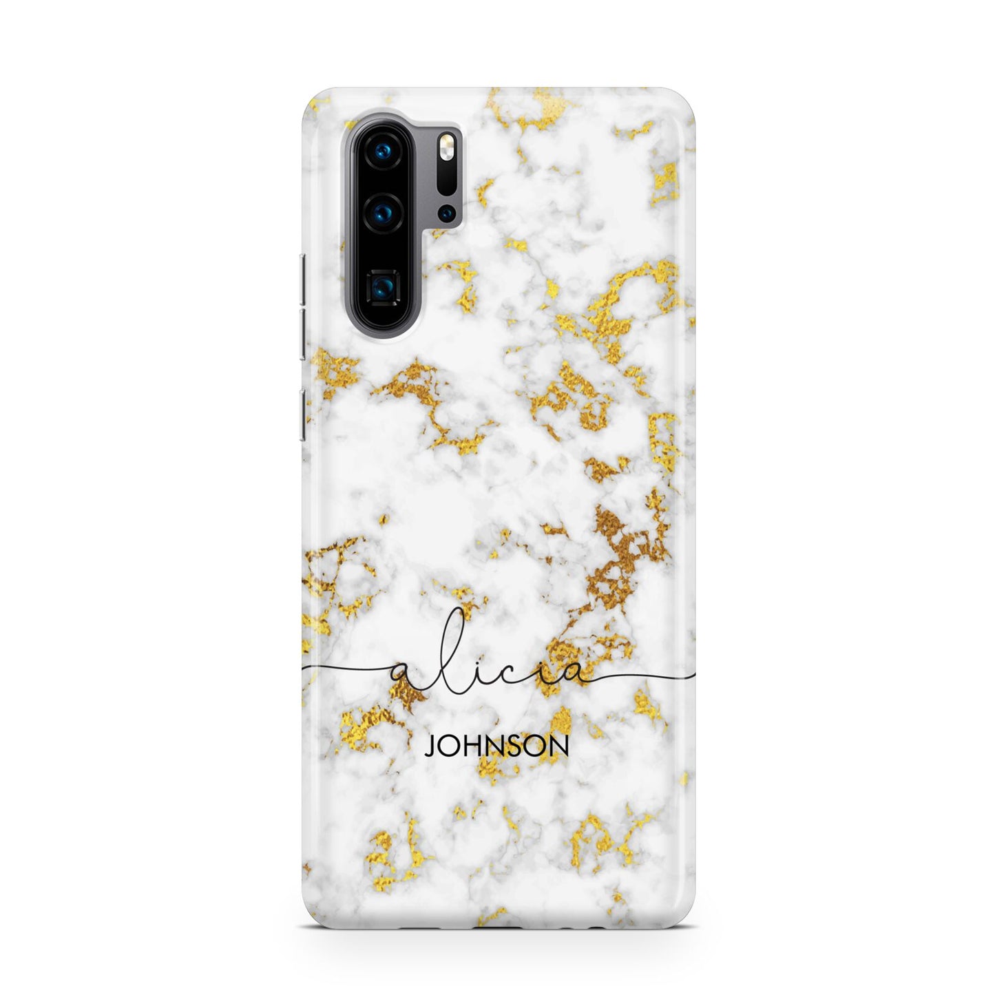 White Gold Personalised Marble Text Huawei P30 Pro Phone Case