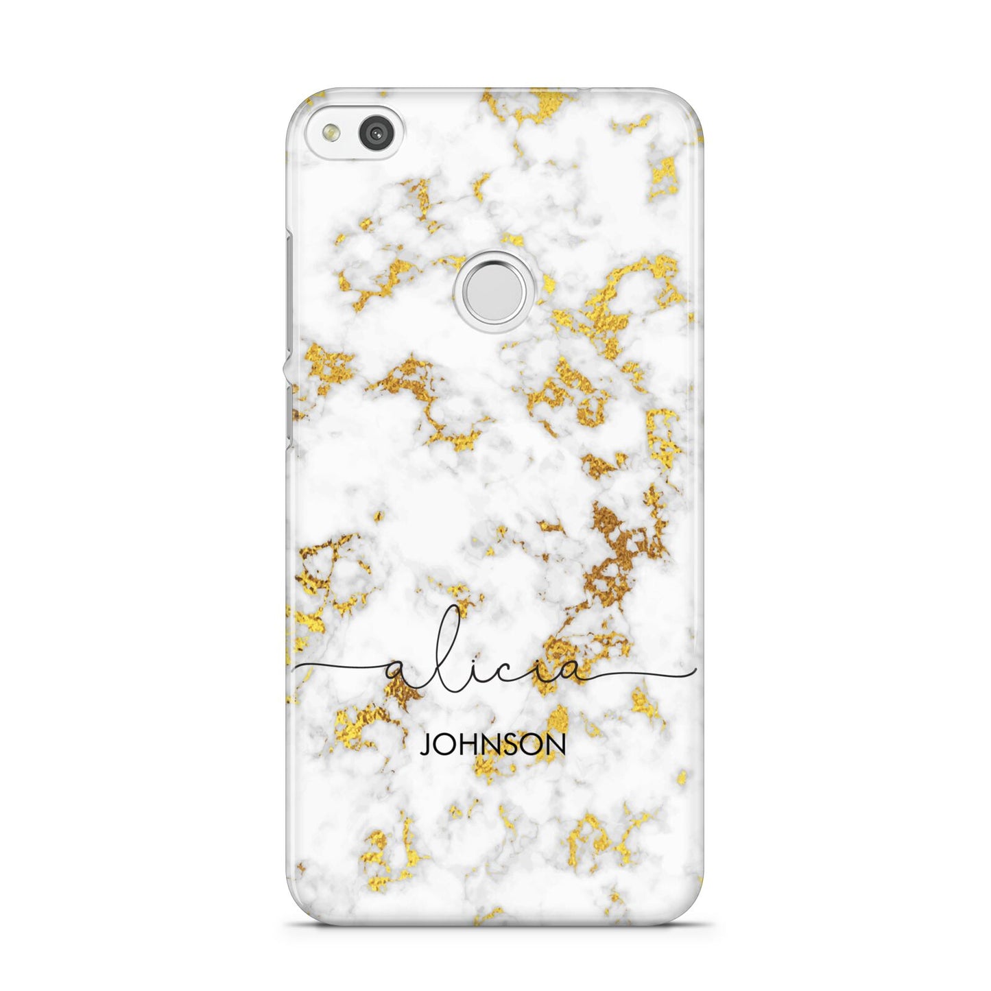 White Gold Personalised Marble Text Huawei P8 Lite Case