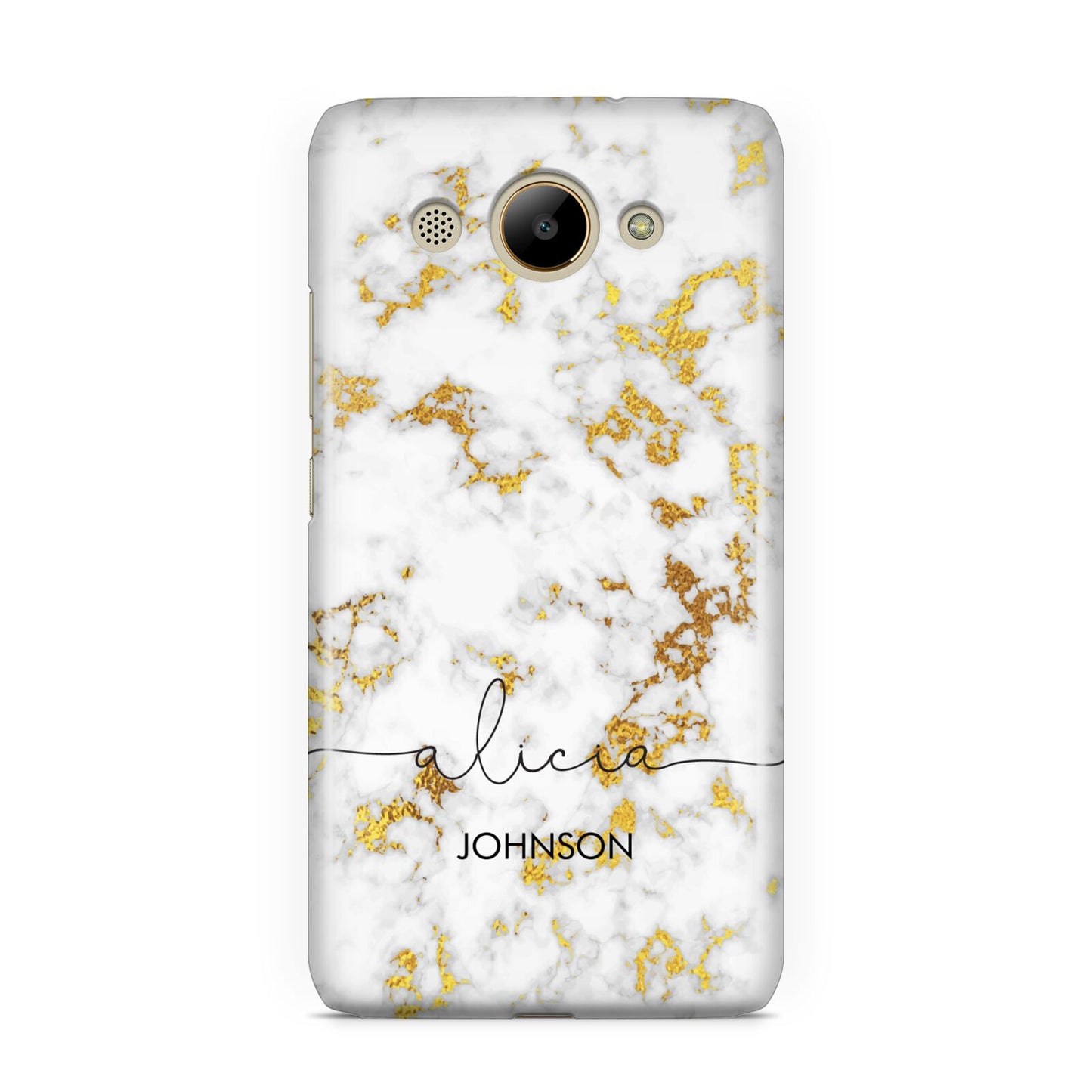 White Gold Personalised Marble Text Huawei Y3 2017