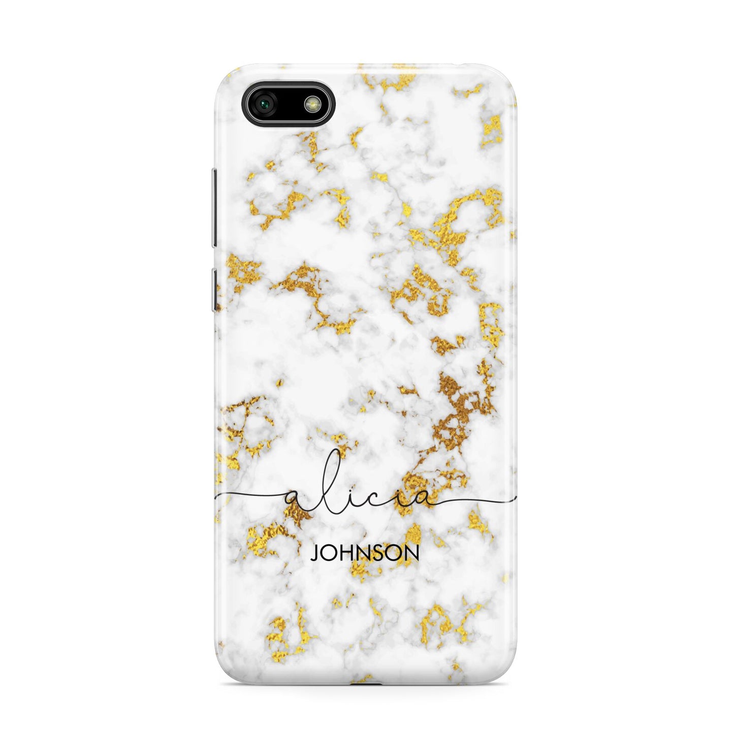 White Gold Personalised Marble Text Huawei Y5 Prime 2018 Phone Case