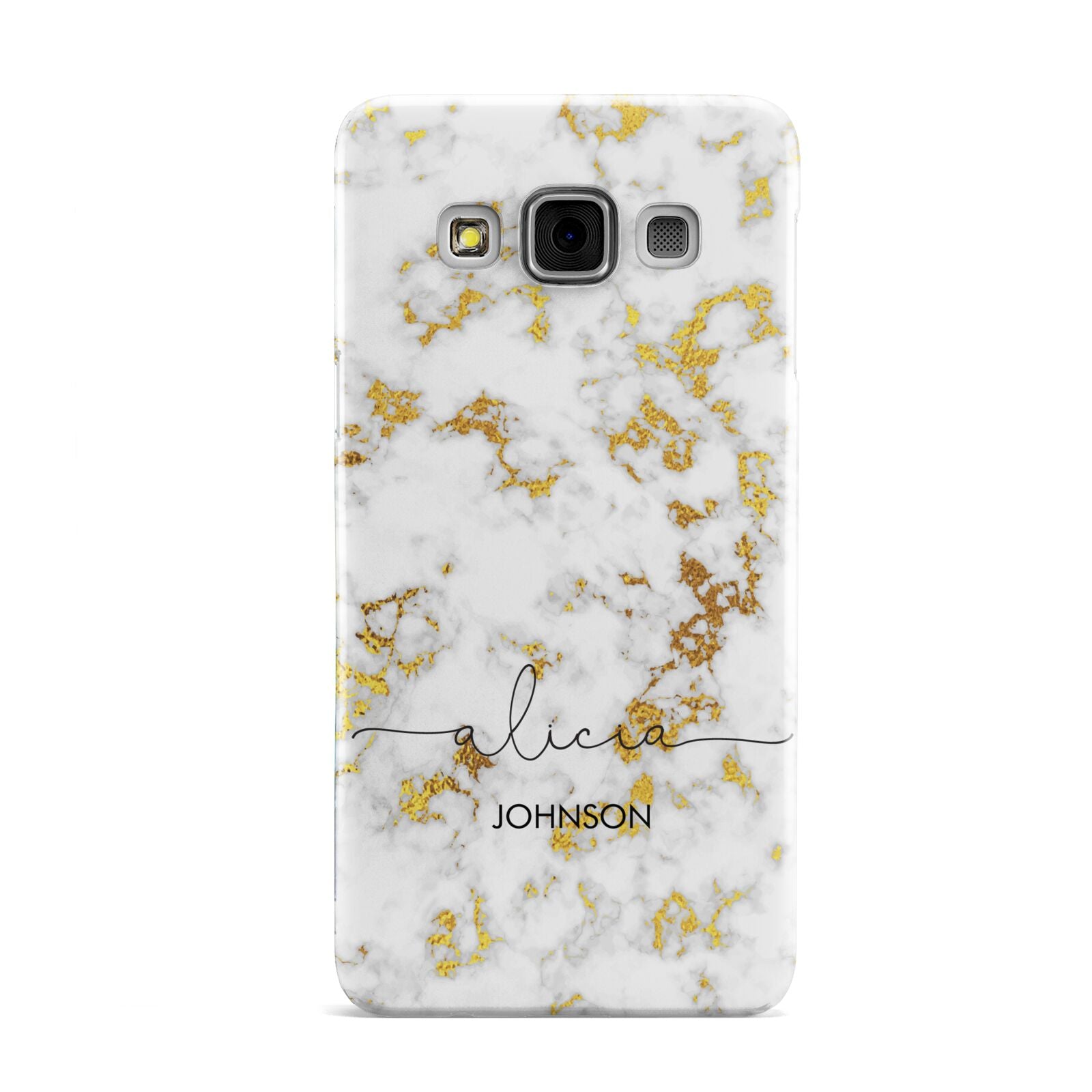 White Gold Personalised Marble Text Samsung Galaxy A3 Case